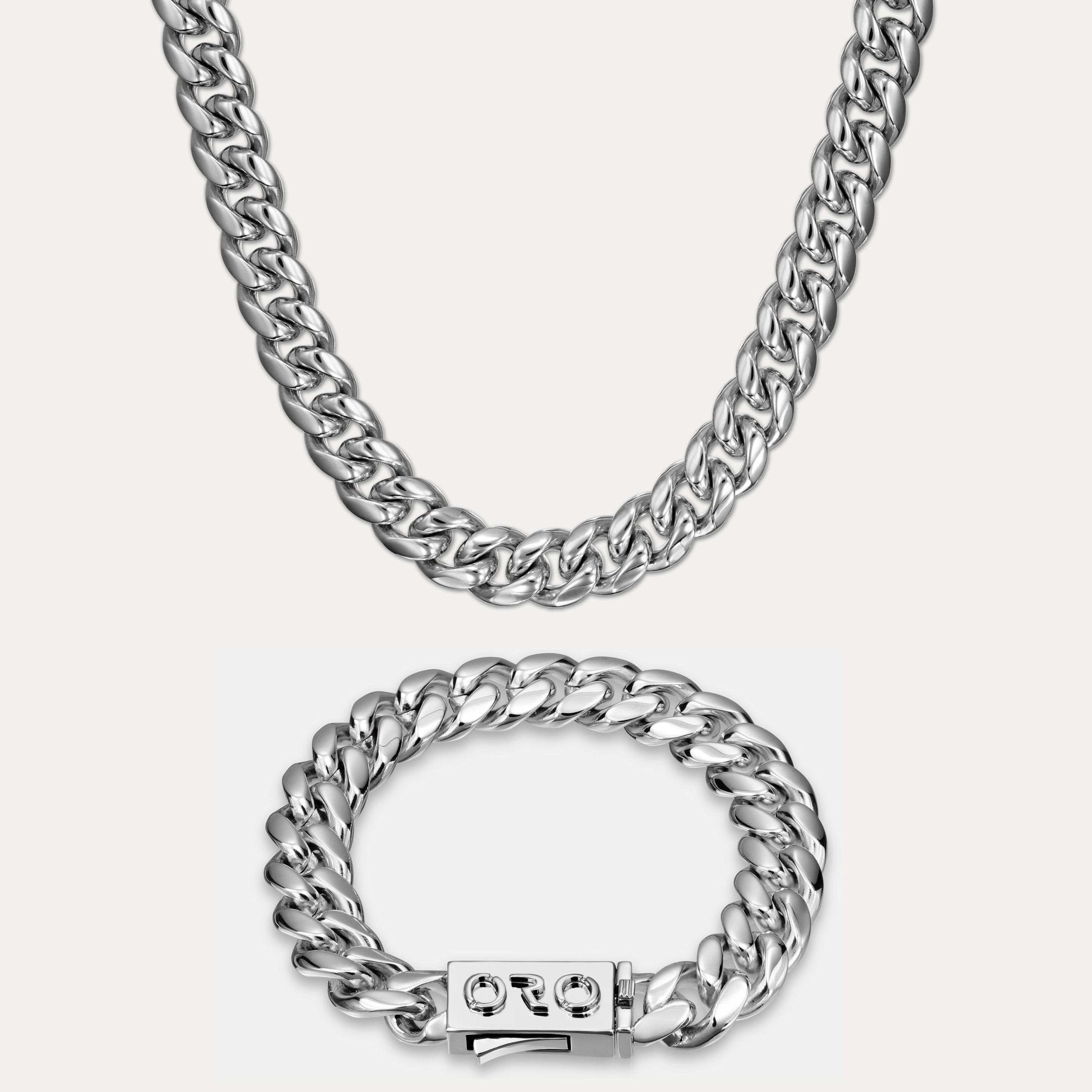 Cuban Link Set (12mm) - Silver