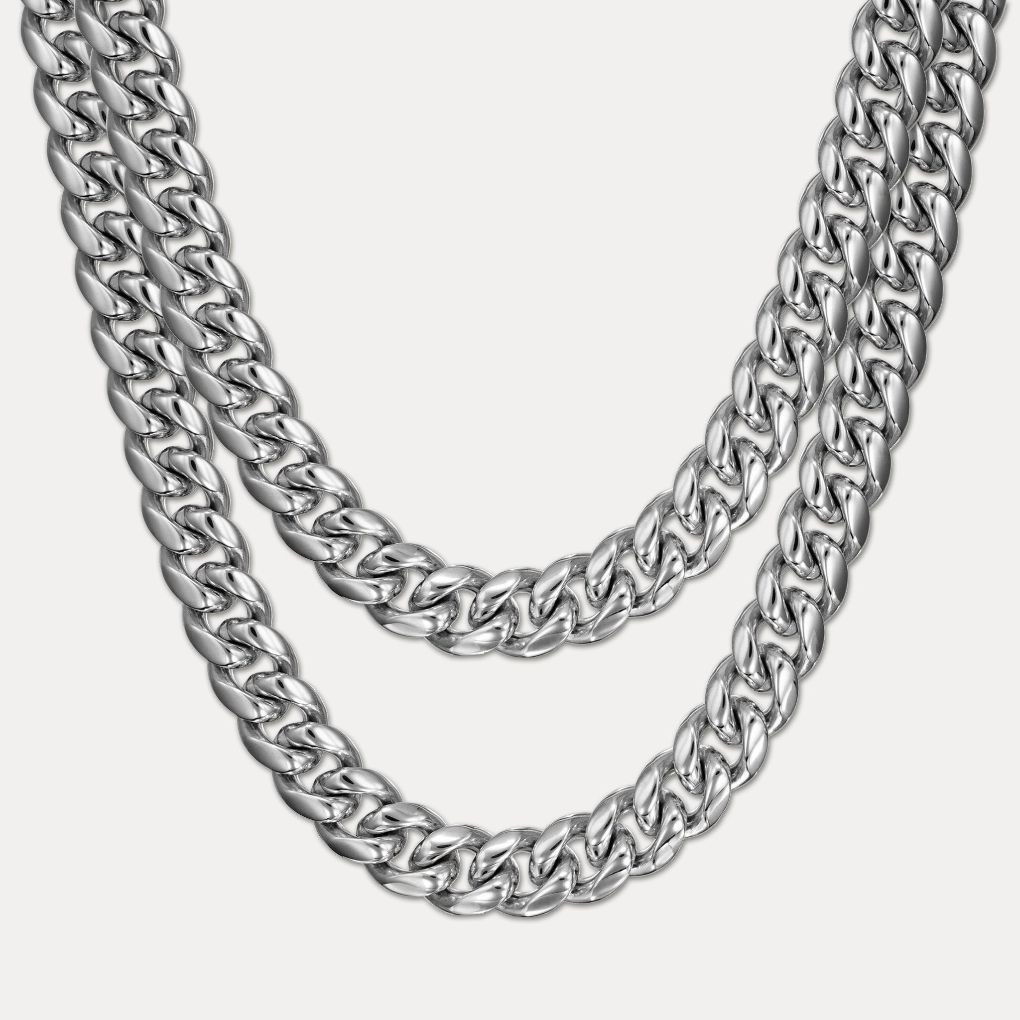 Cuban Link Chain Stack (12mm) - Silver