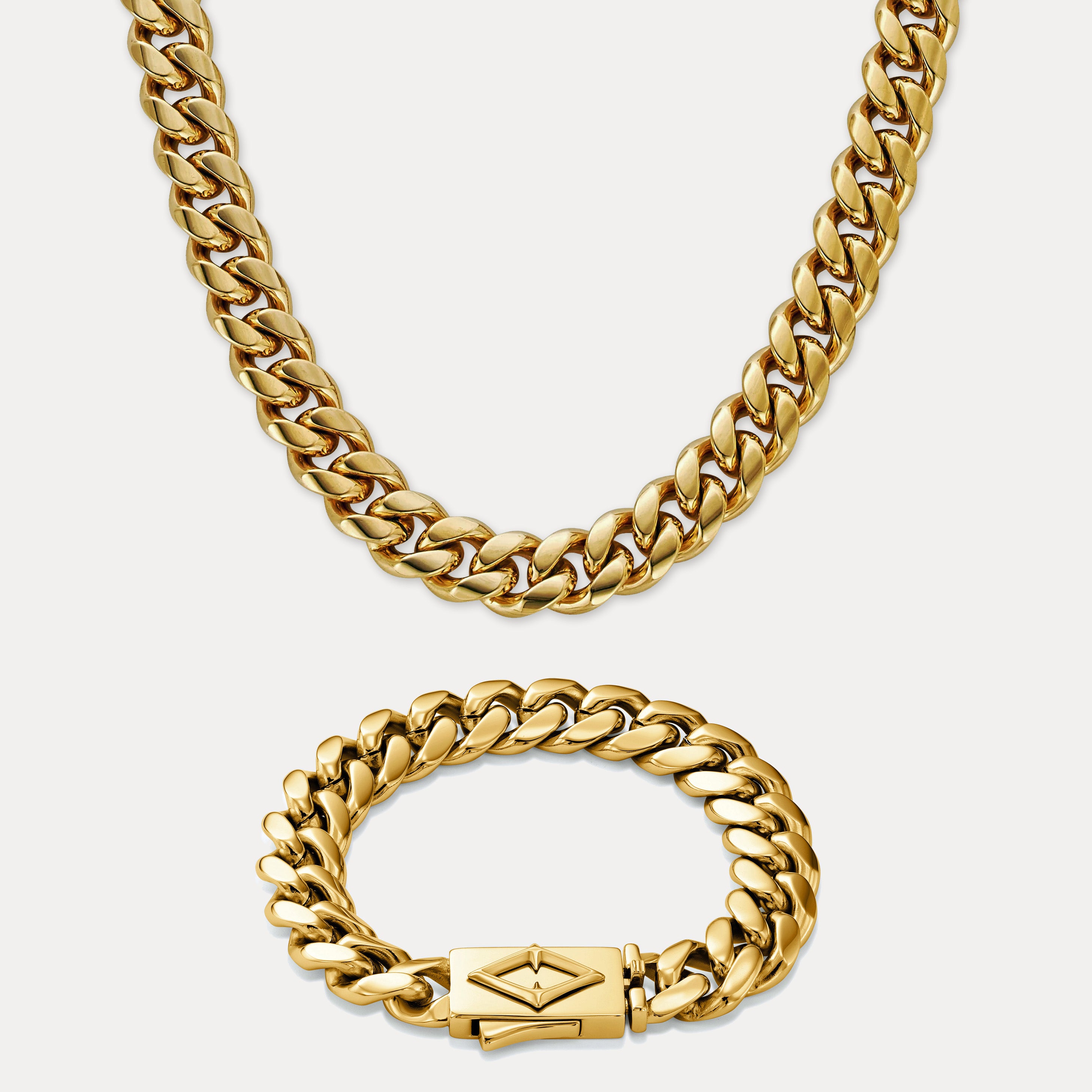 Cuban Link Set (12mm) - Gold