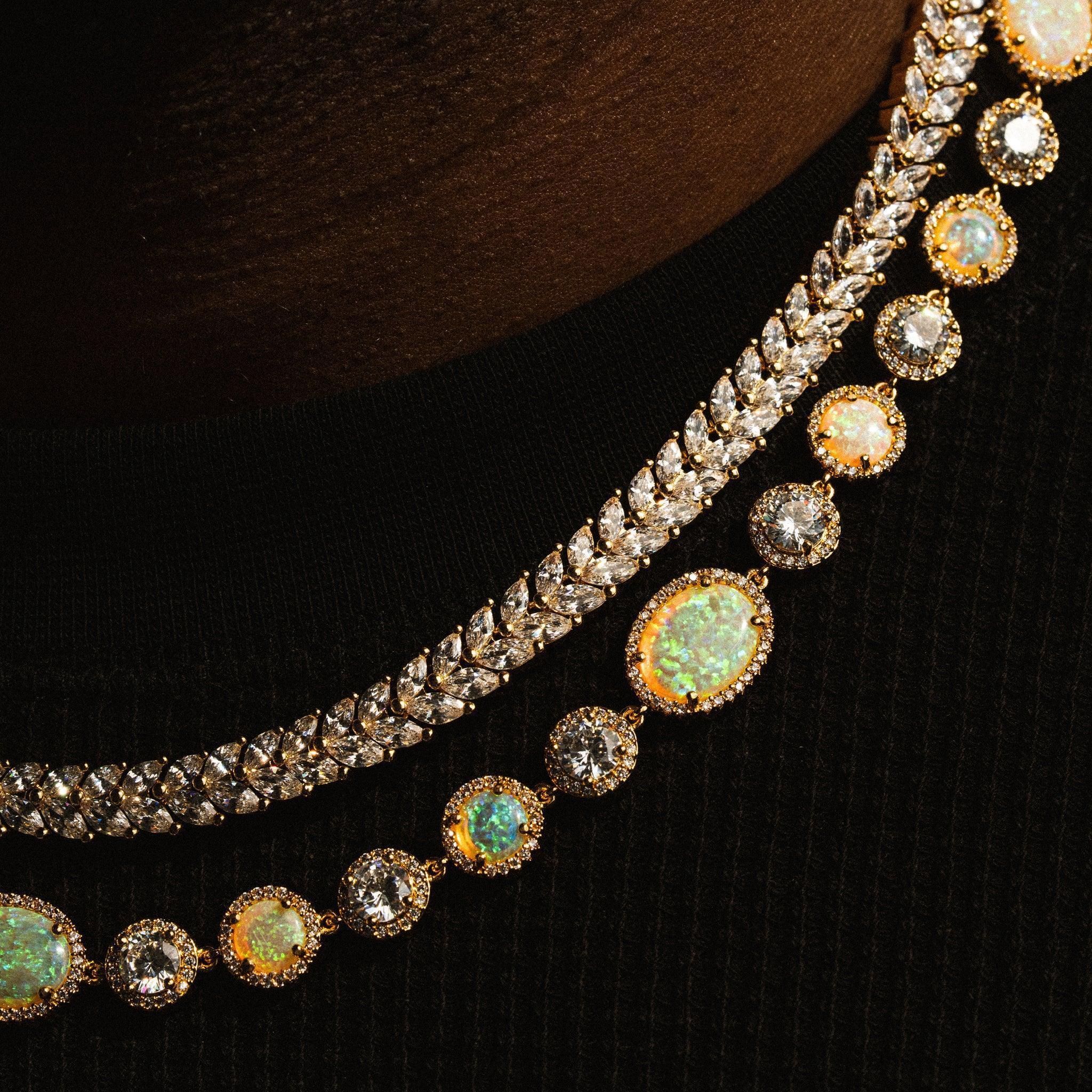 Inferno Opal Gemstone Chain - Gold