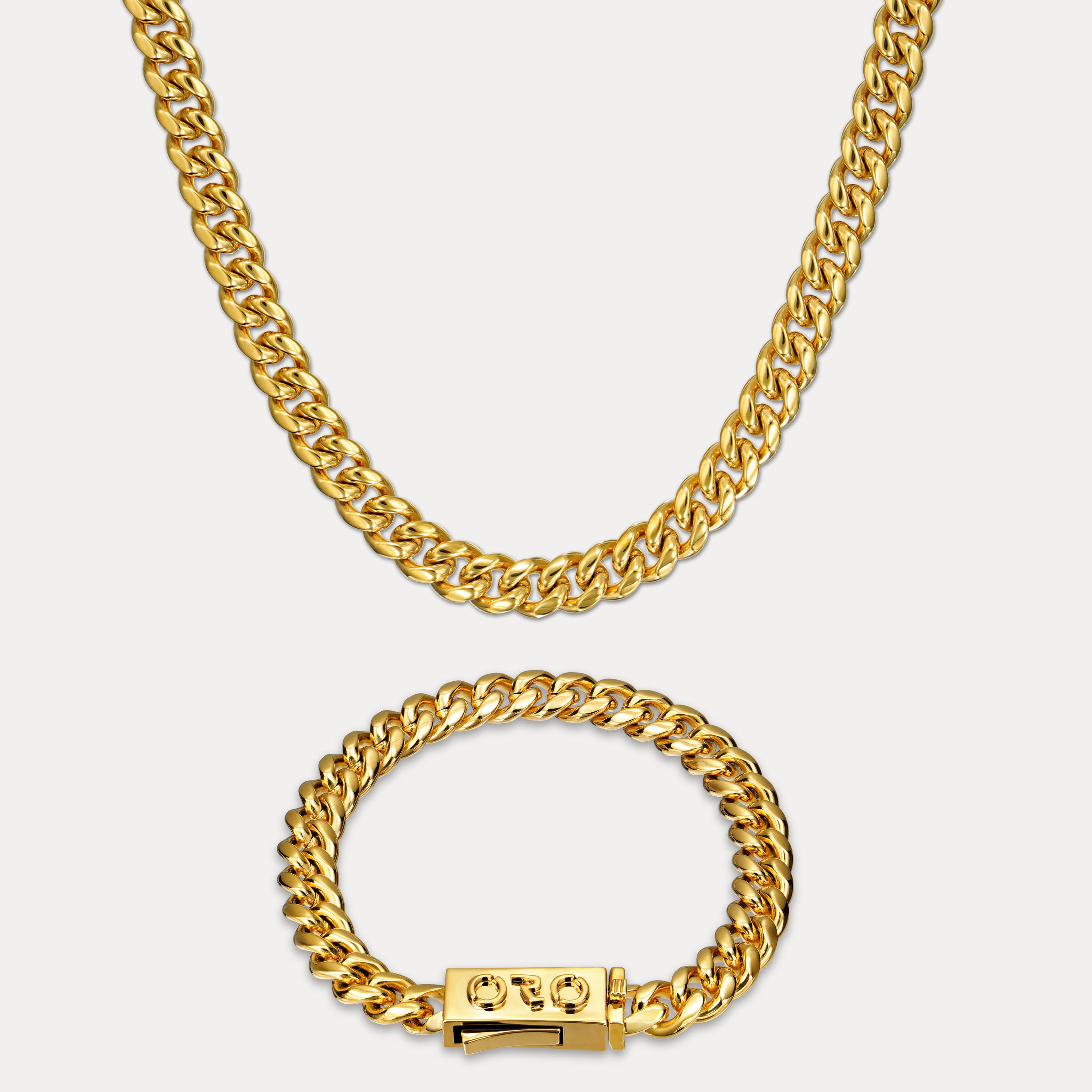 Cuban Link Set (8mm) - Gold