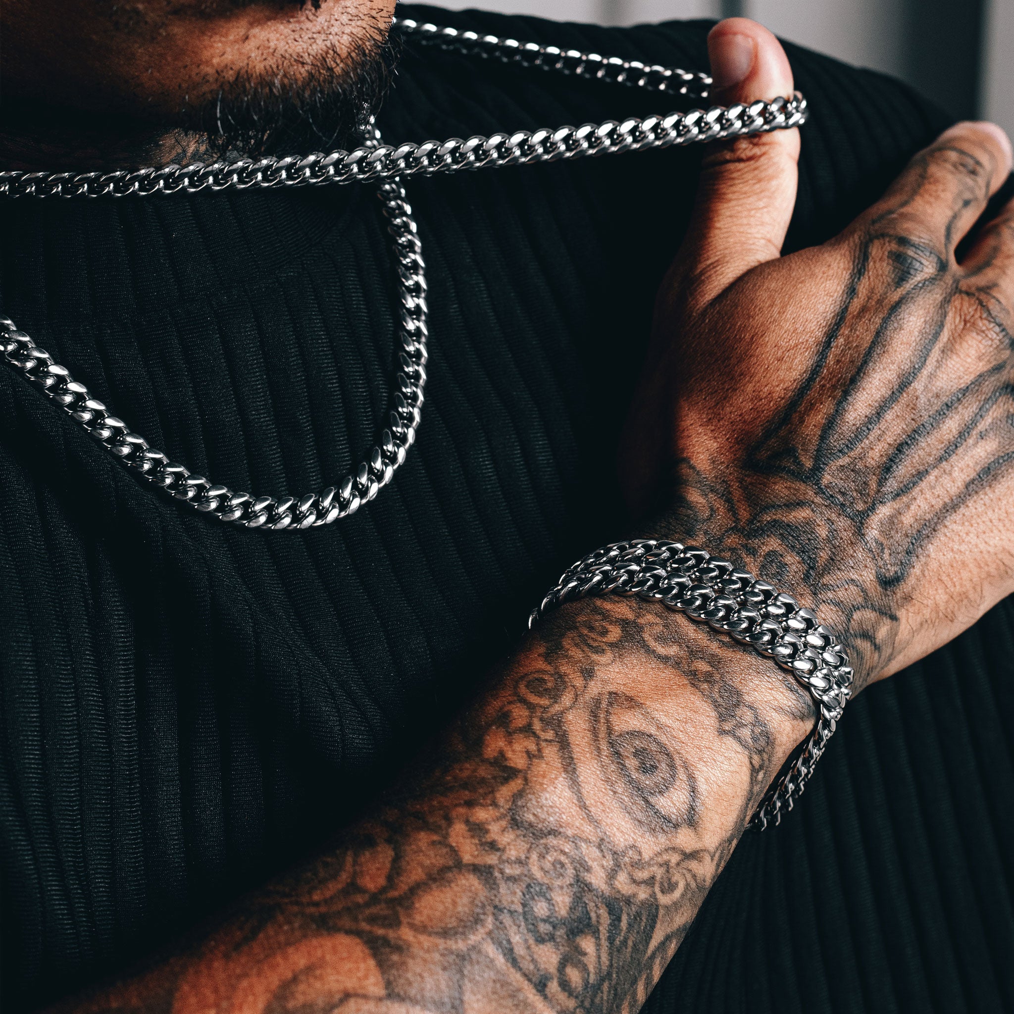 Cuban Link Set (8mm) - Silver