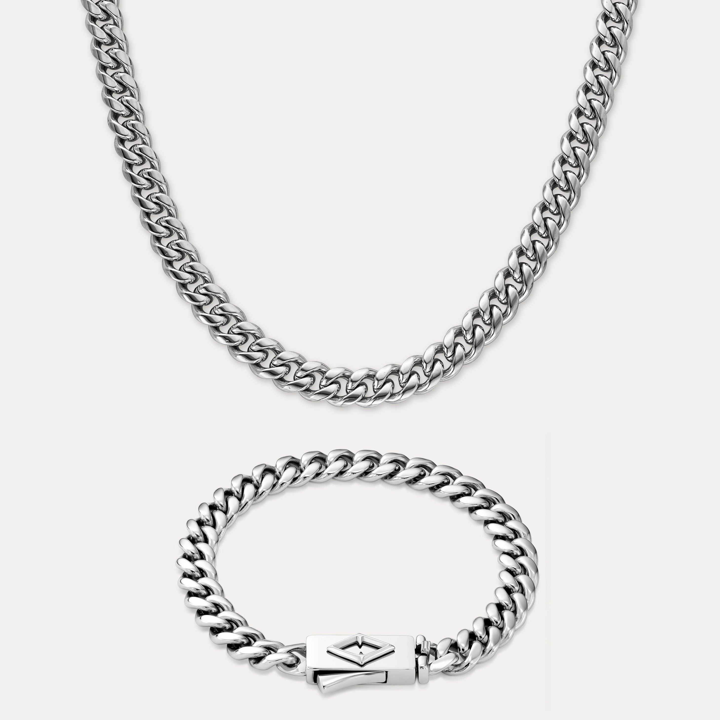 Cuban Link Set (8mm) - Silver