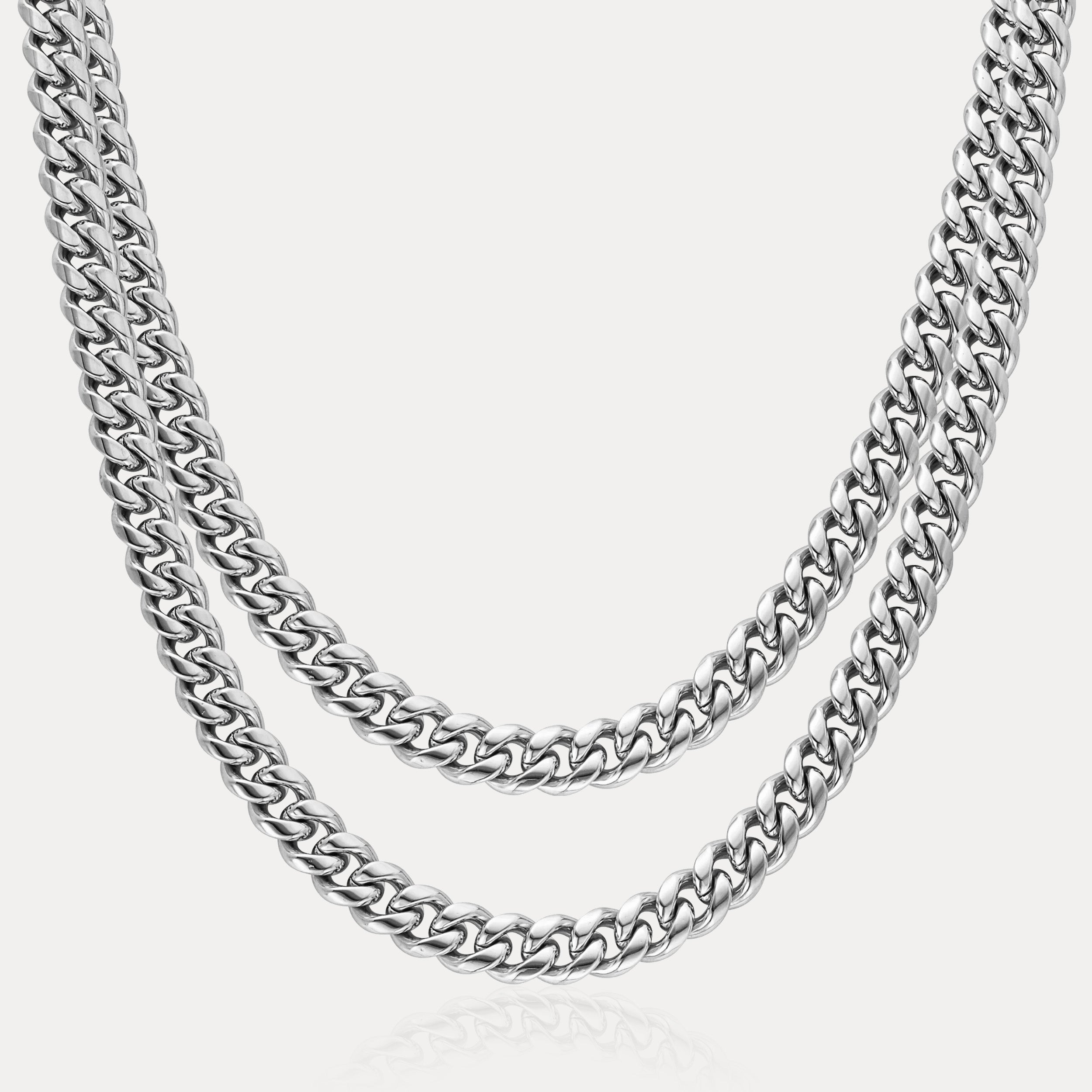 Cuban Link Chain Stack (8mm) - Silver