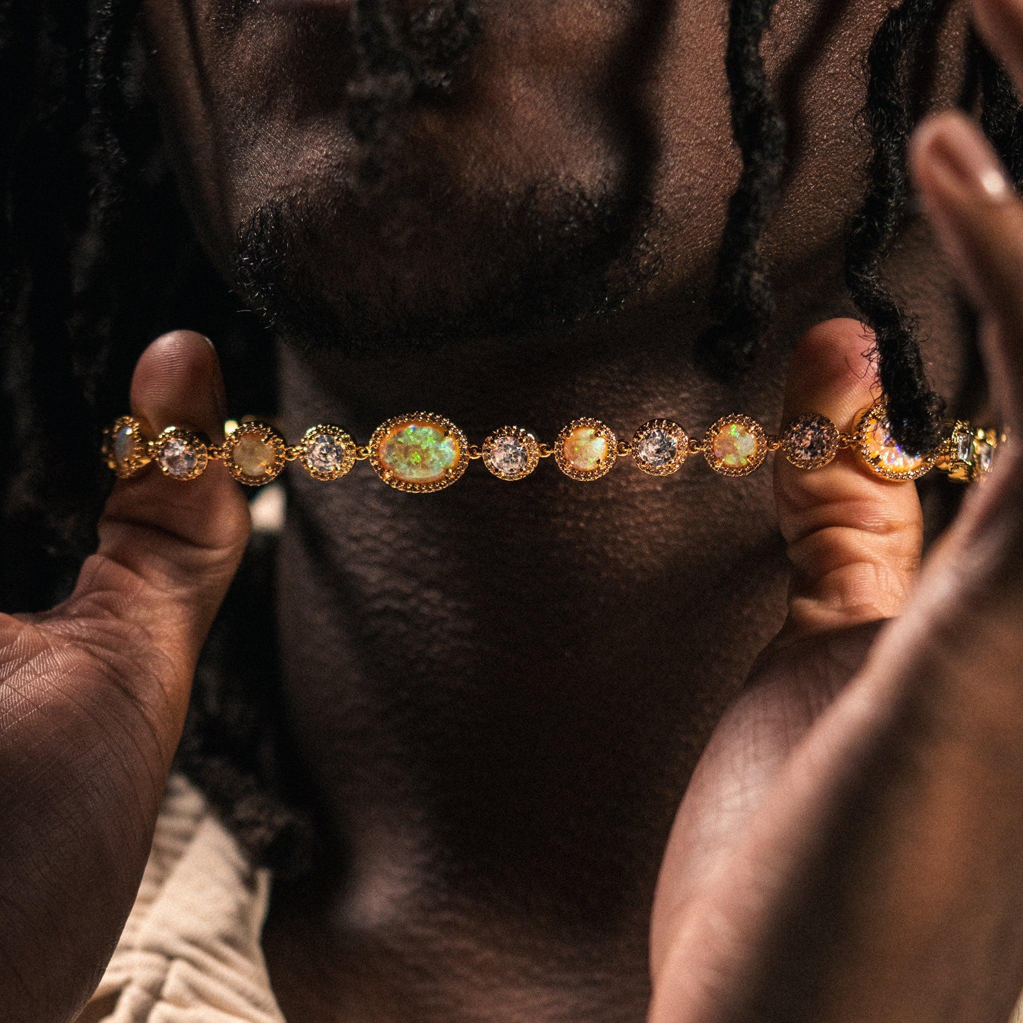 Inferno Opal Gemstone Chain - Gold