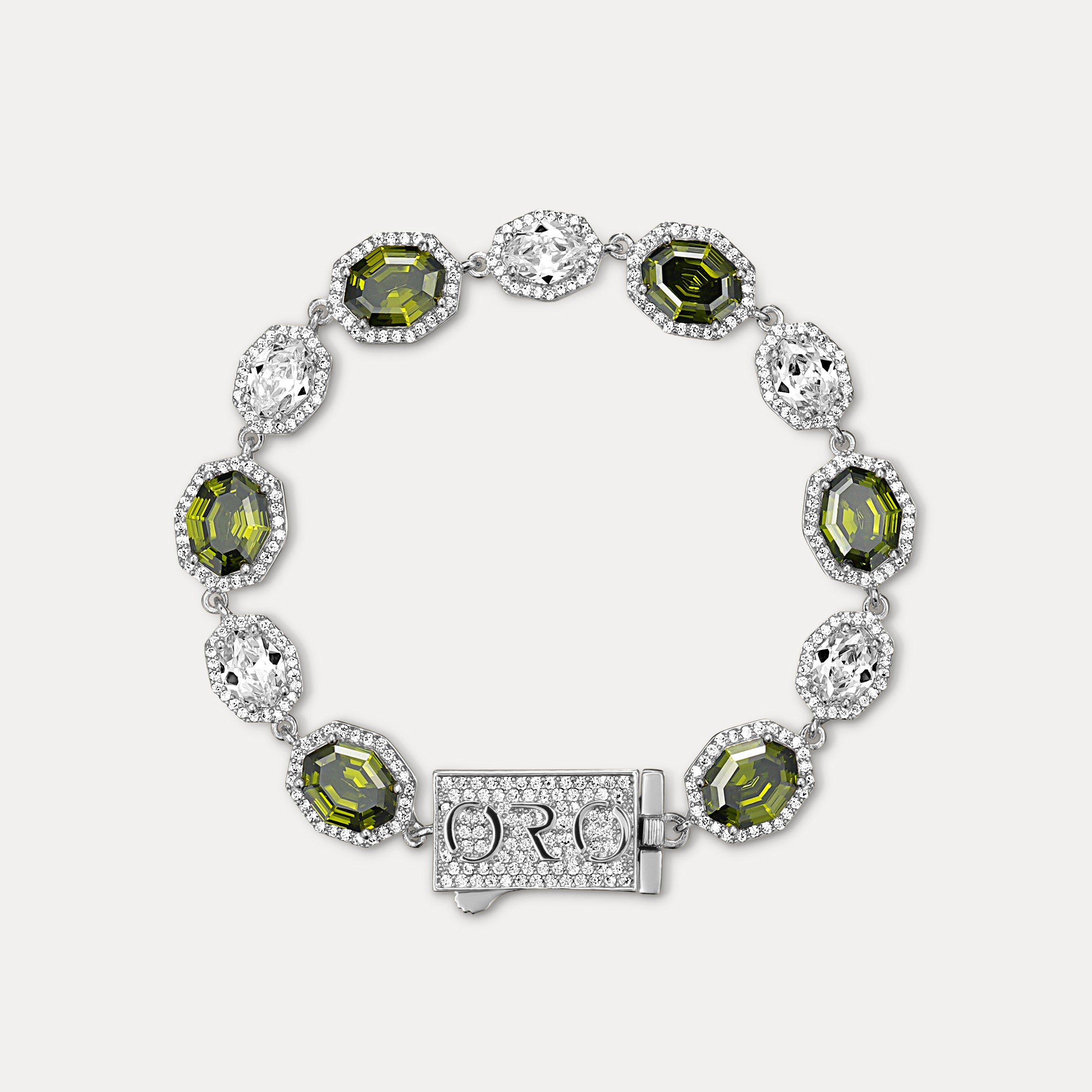 Emerald Octavo Gemstone Bracelet - Silver