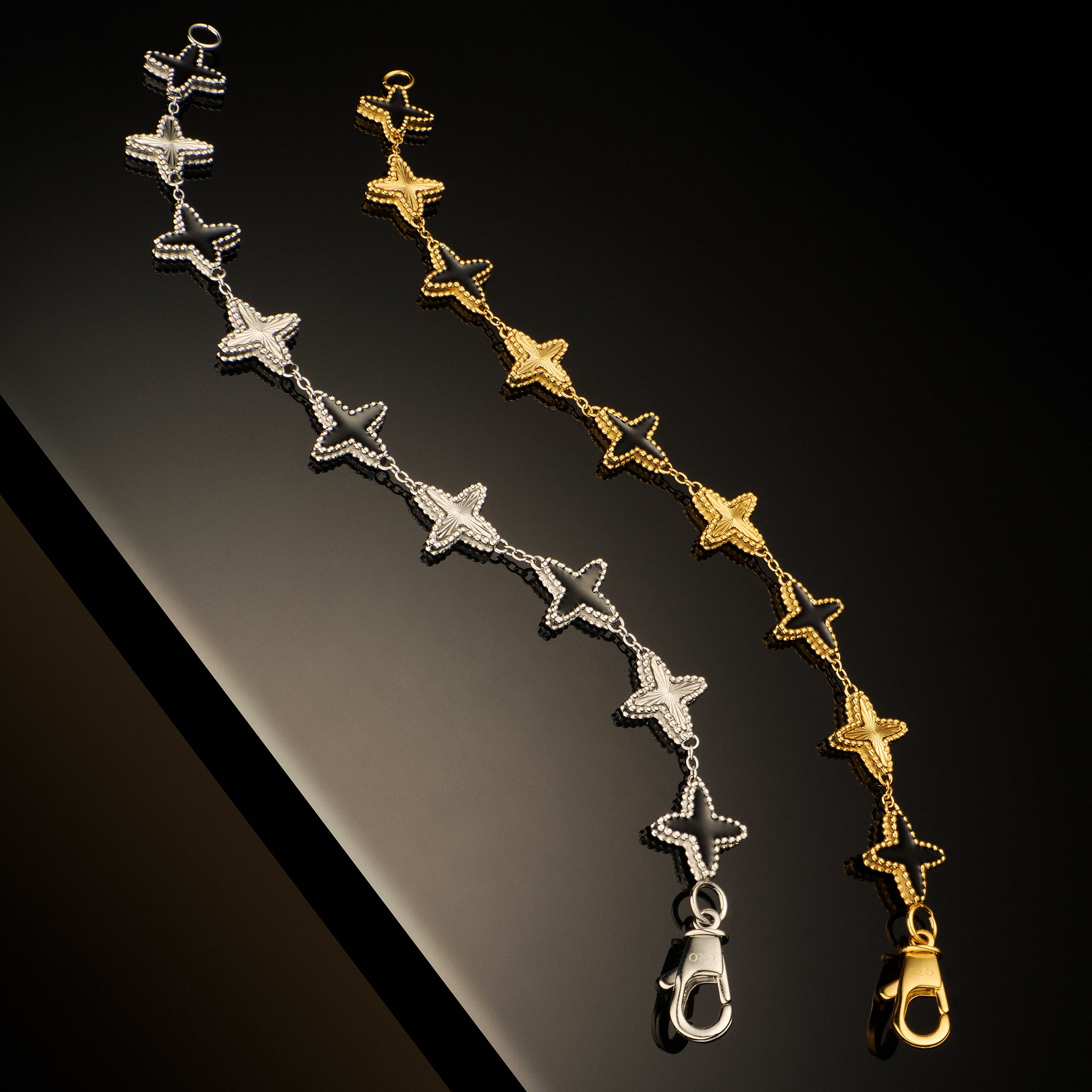 Onyx Clovero Bracelet - Silver