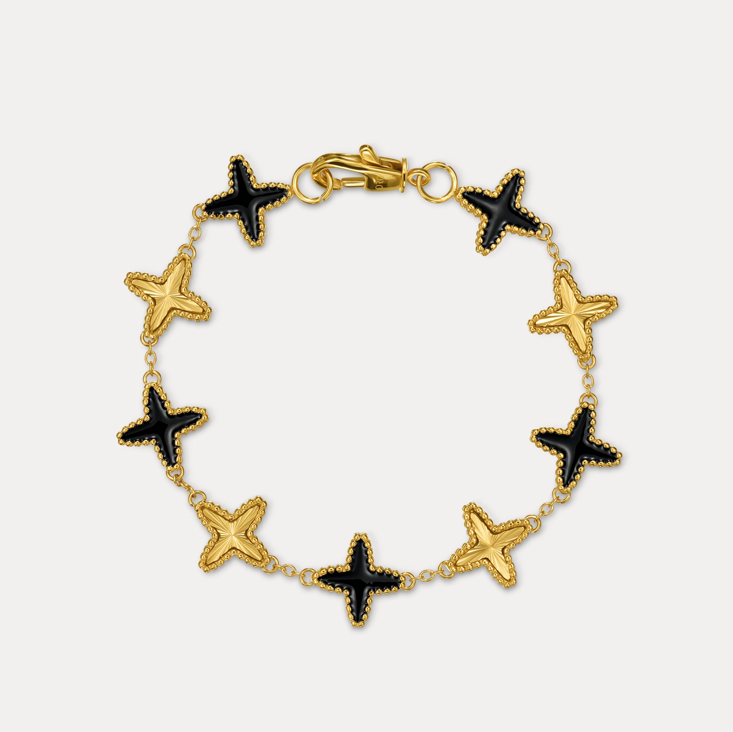 Onyx Clovero Bracelet - Gold