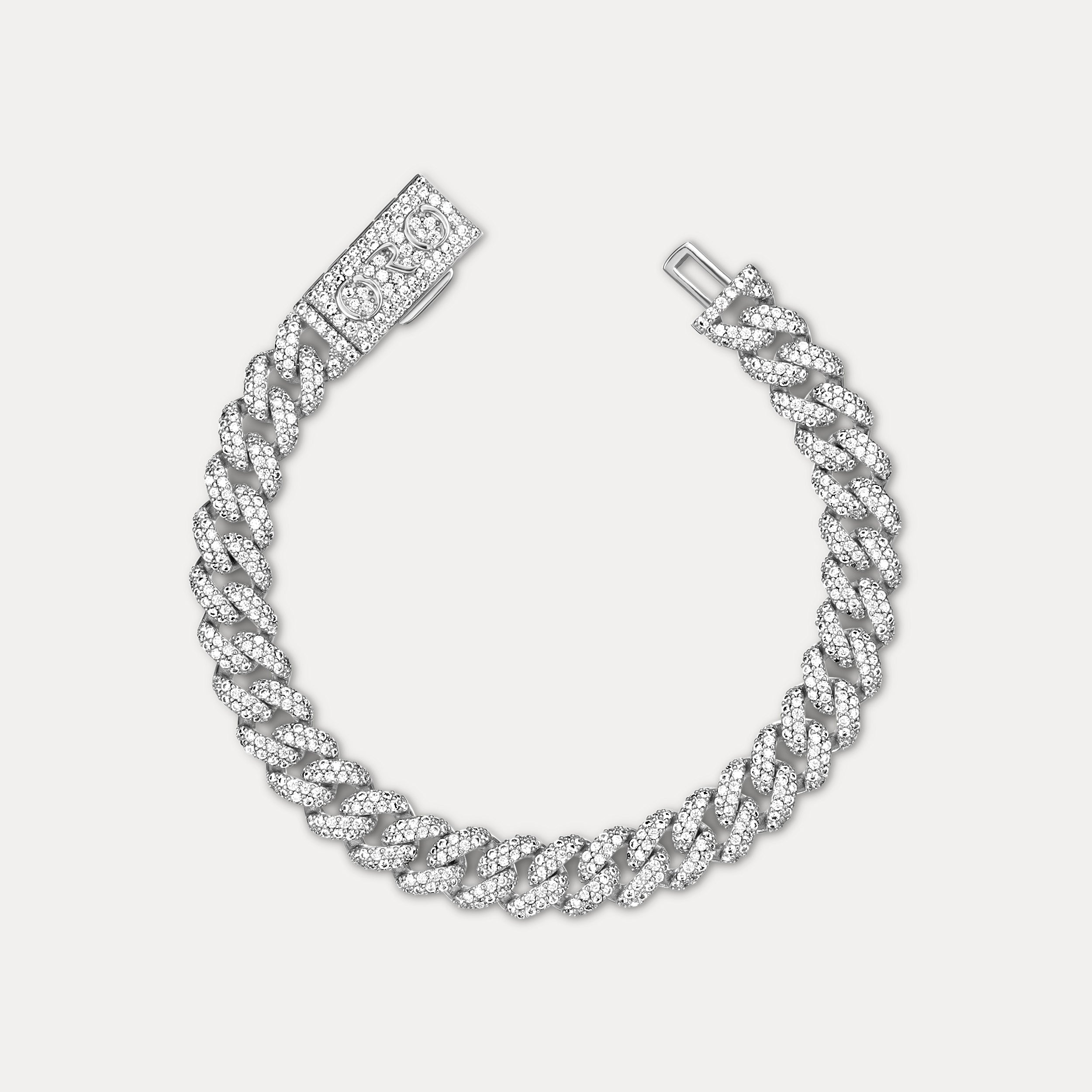 Pavé Cuban Bracelet (8mm) - Silver