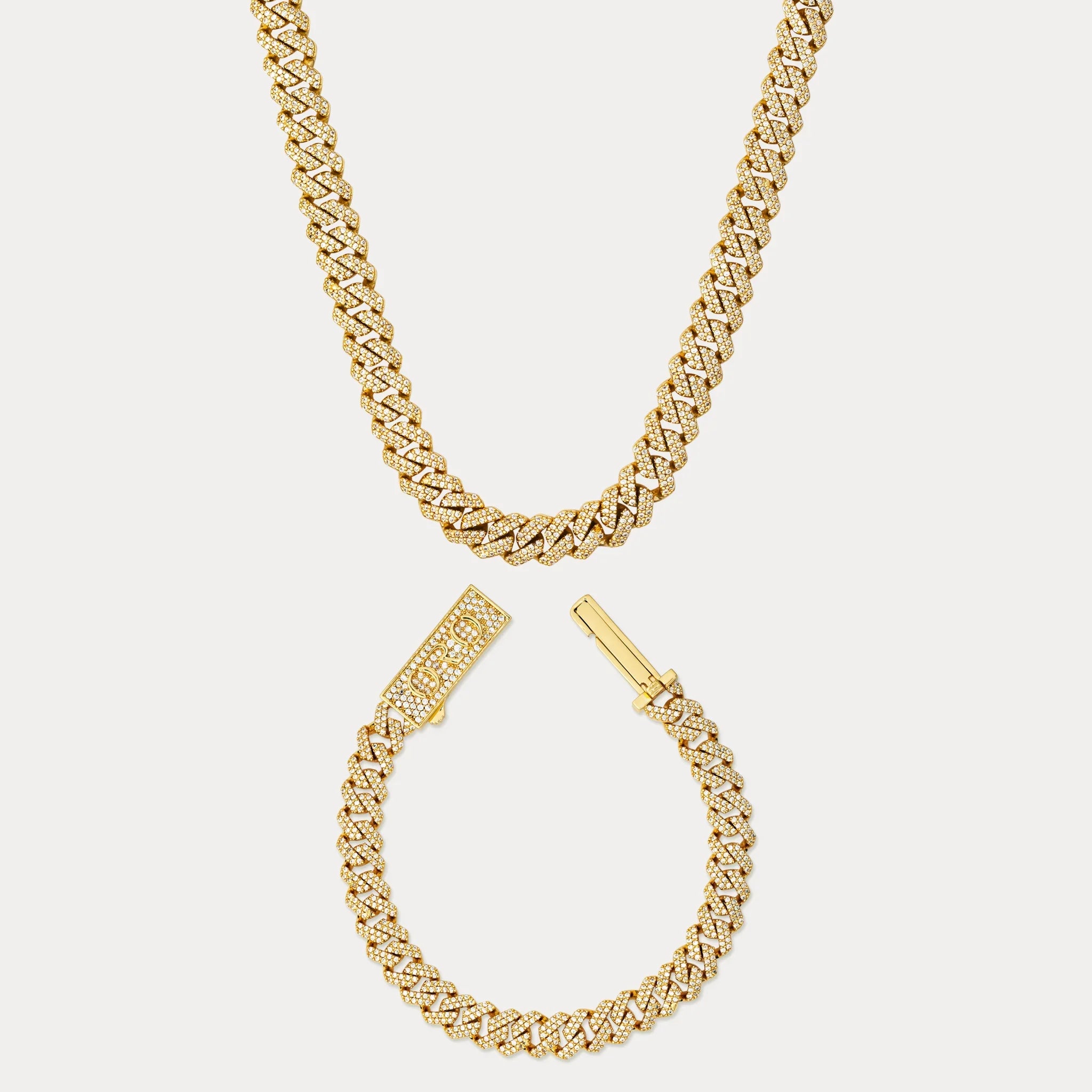 Prong Cuban Set (8mm) - Gold