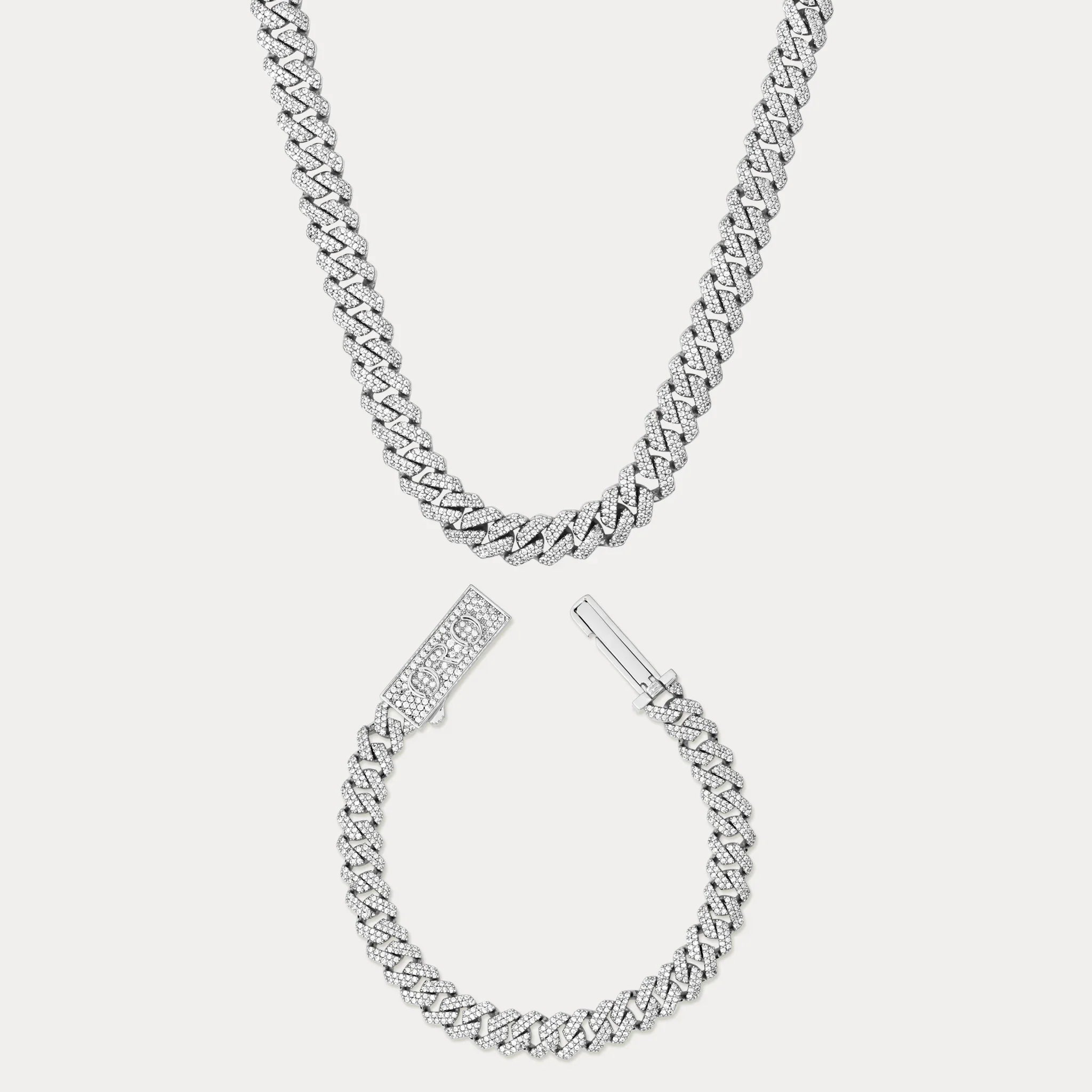 Prong Cuban Set (8mm) - Silver