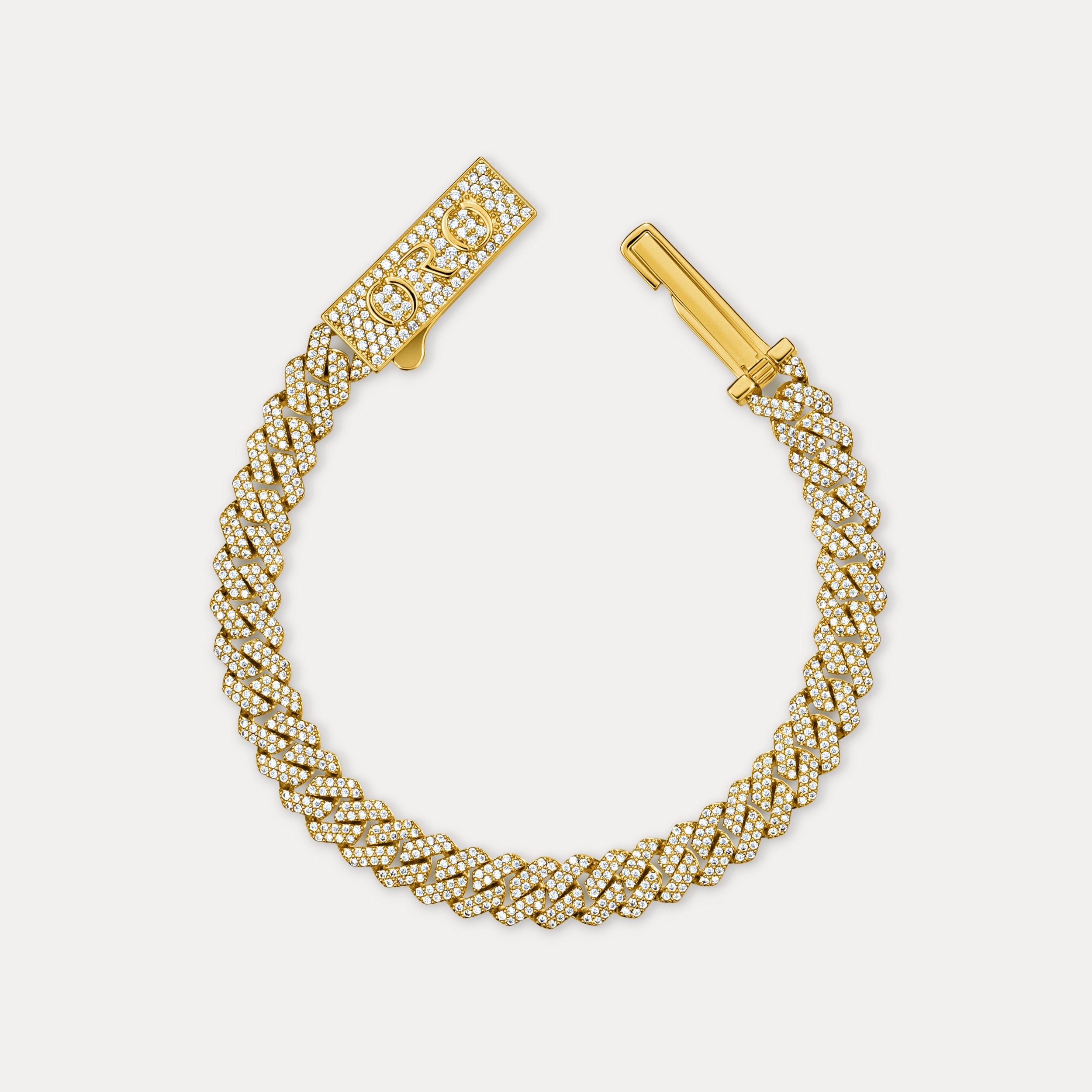 Prong Cuban Bracelet (8mm) - Gold