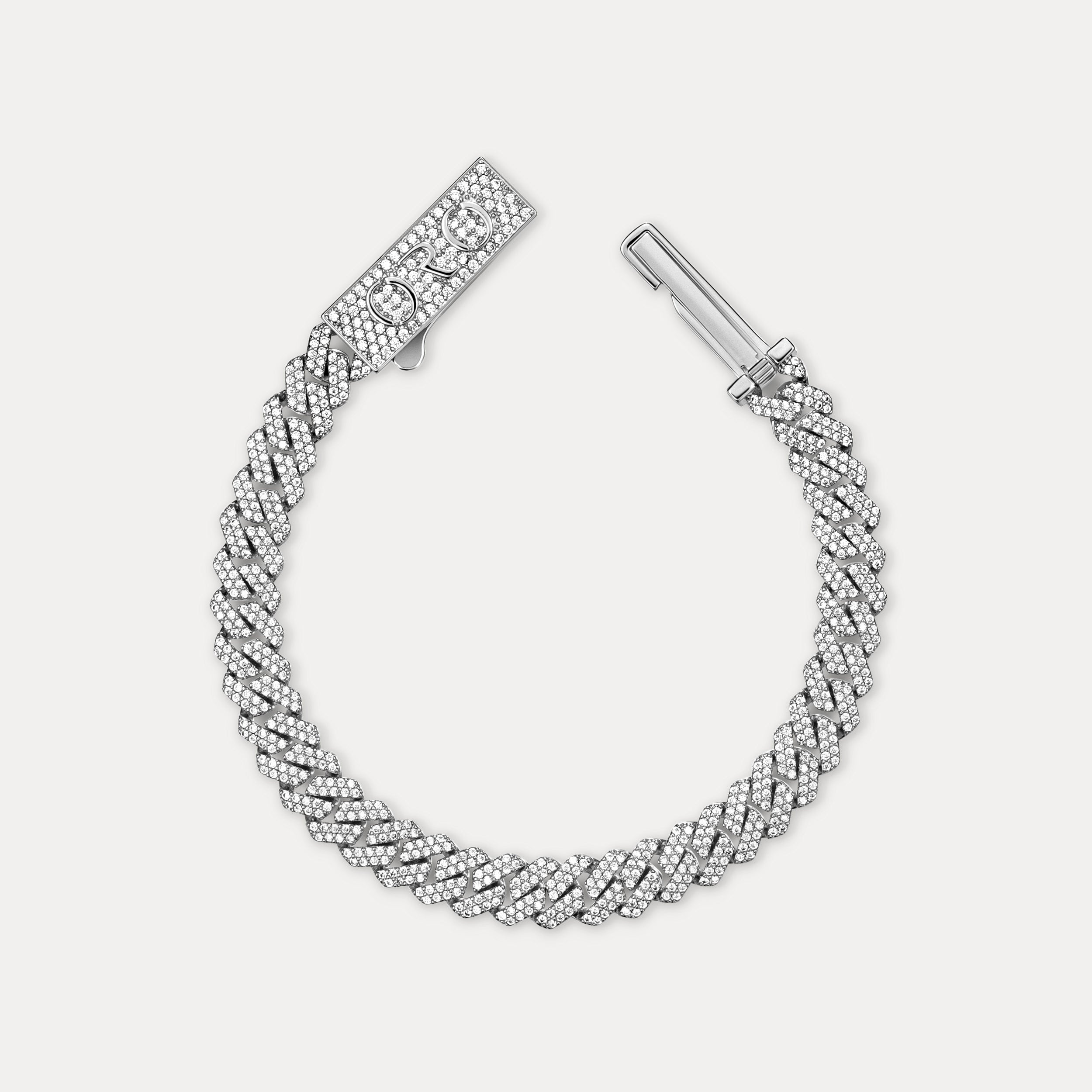 Prong Cuban Bracelet (8mm) - Silver