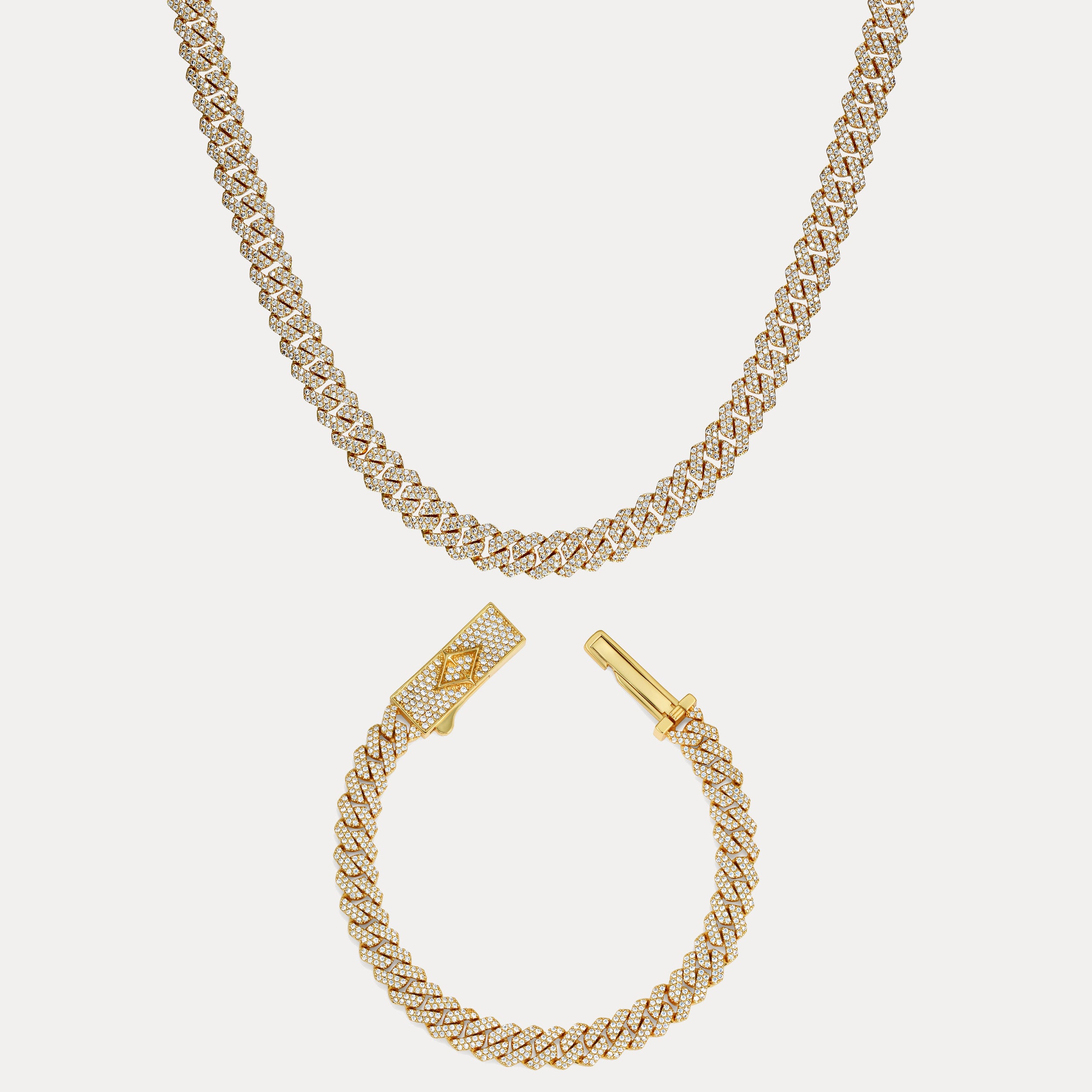 Pavé Prong Cuban Set (8mm) - Gold