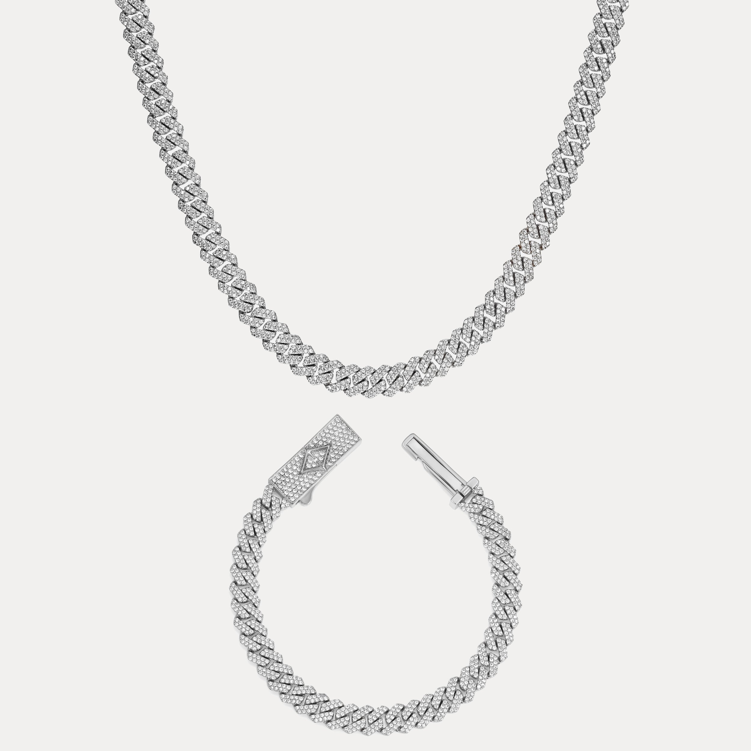 Pavé Prong Cuban Set (8mm) - Silver