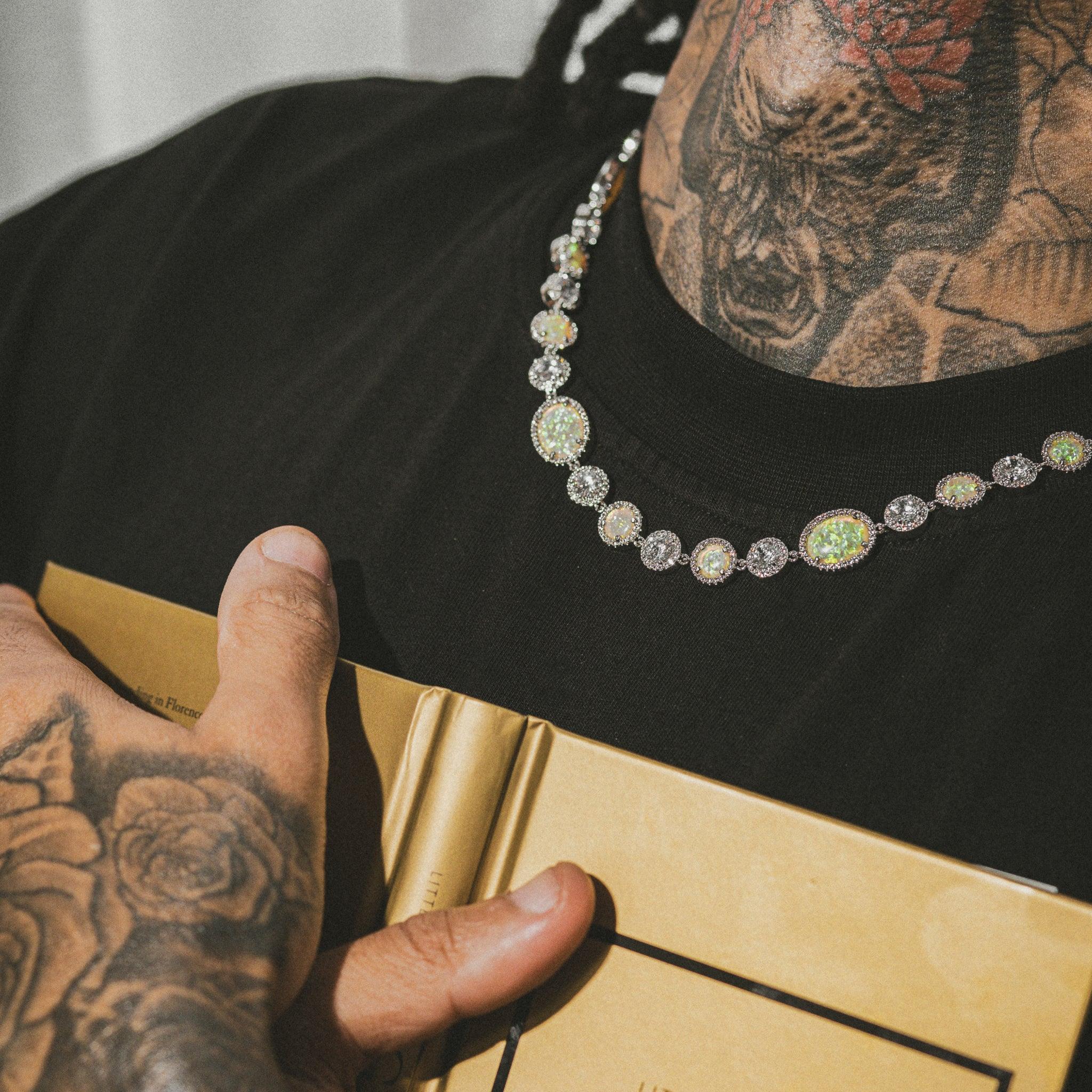 Inferno Opal Gemstone Chain - Silver
