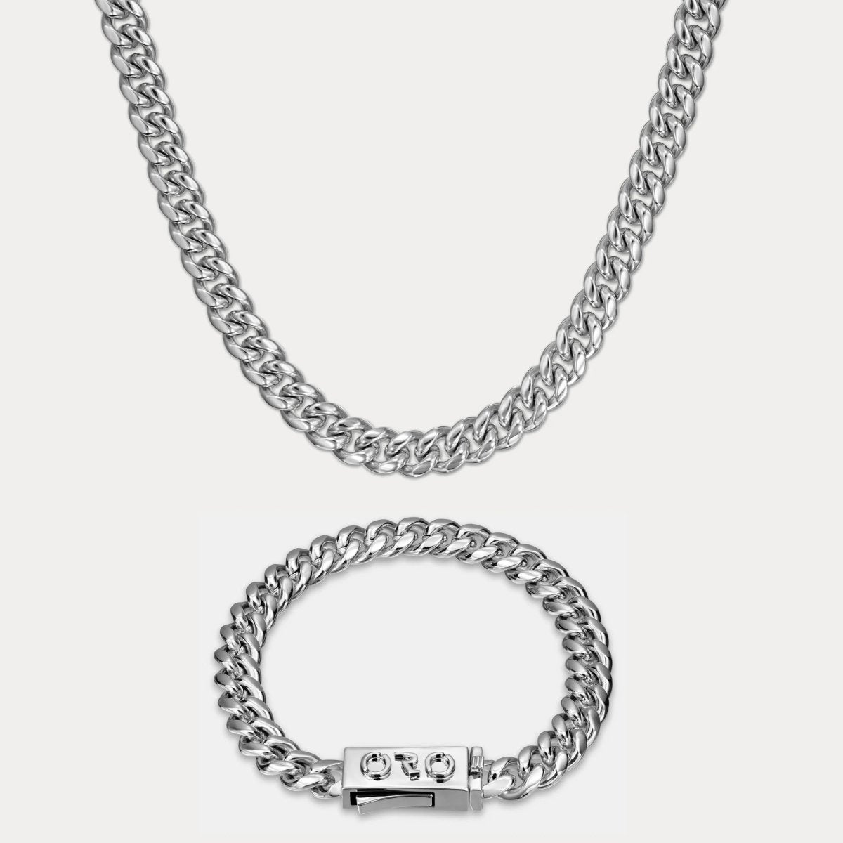 Cuban Link Set (8mm) - Silver
