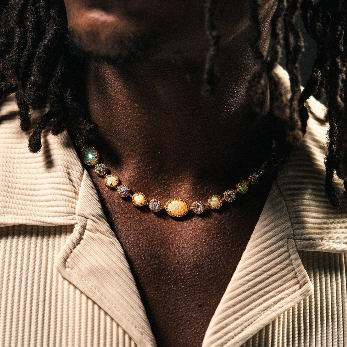 Inferno Opal Gemstone Chain - Gold