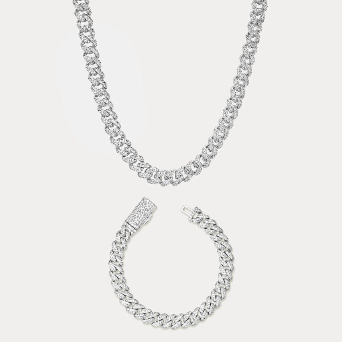 PavΓ© Cuban Set (8mm) - Silver