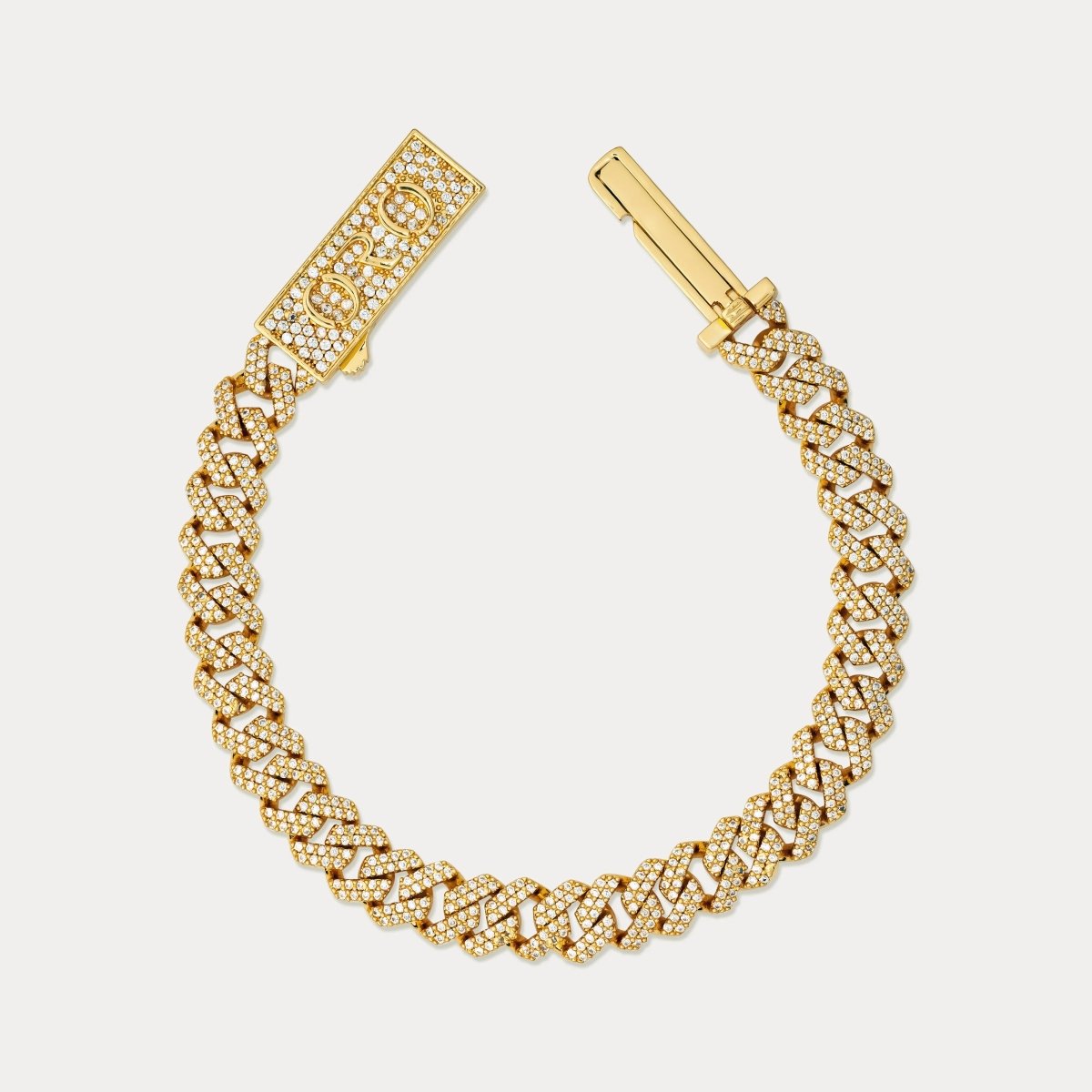 Prong Cuban Bracelet (8mm) - Gold