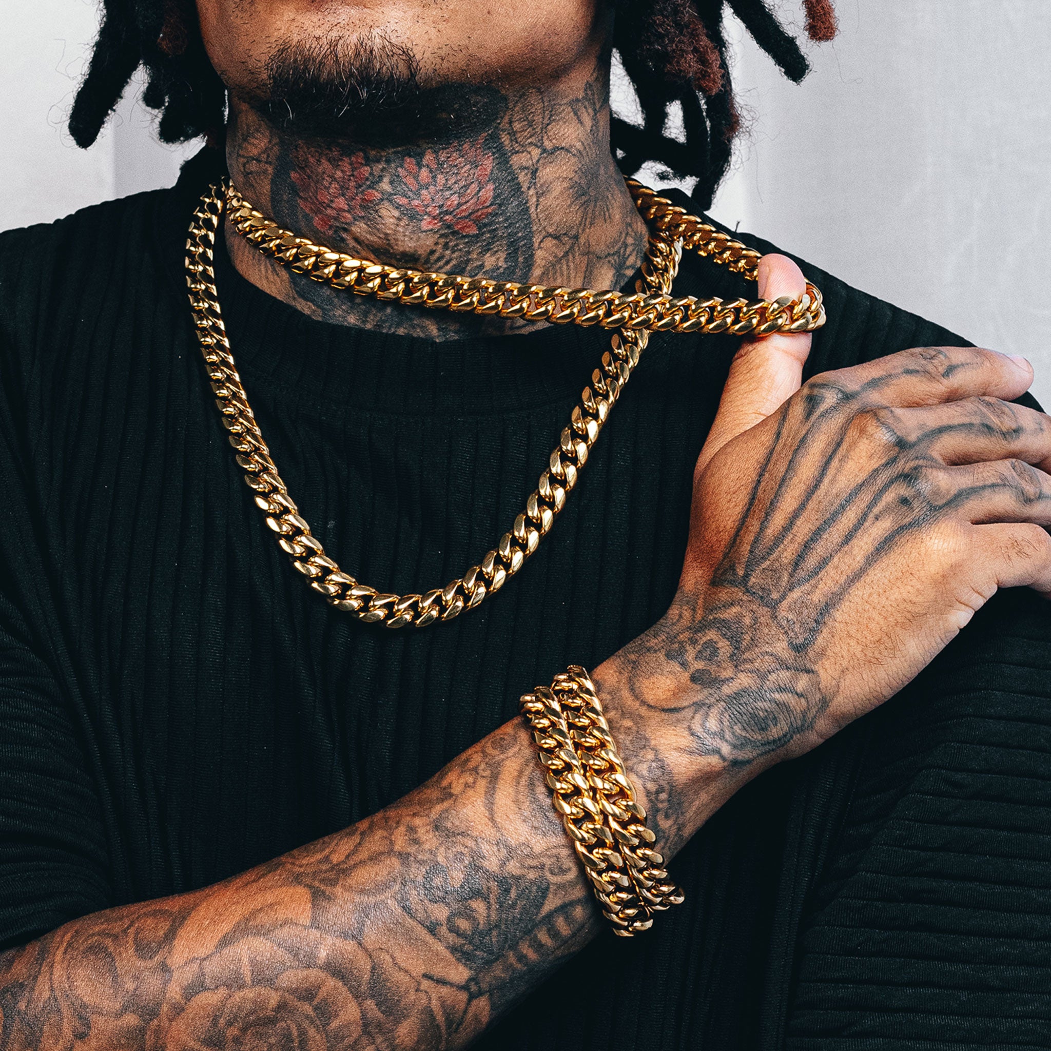 Cuban Link Chain Stack (12mm) - Gold