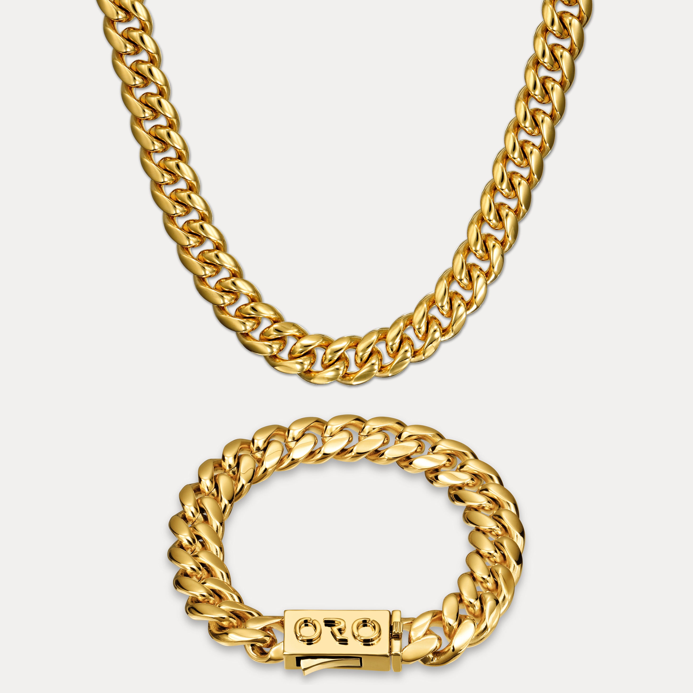 Cuban Link Set (12mm) - Gold