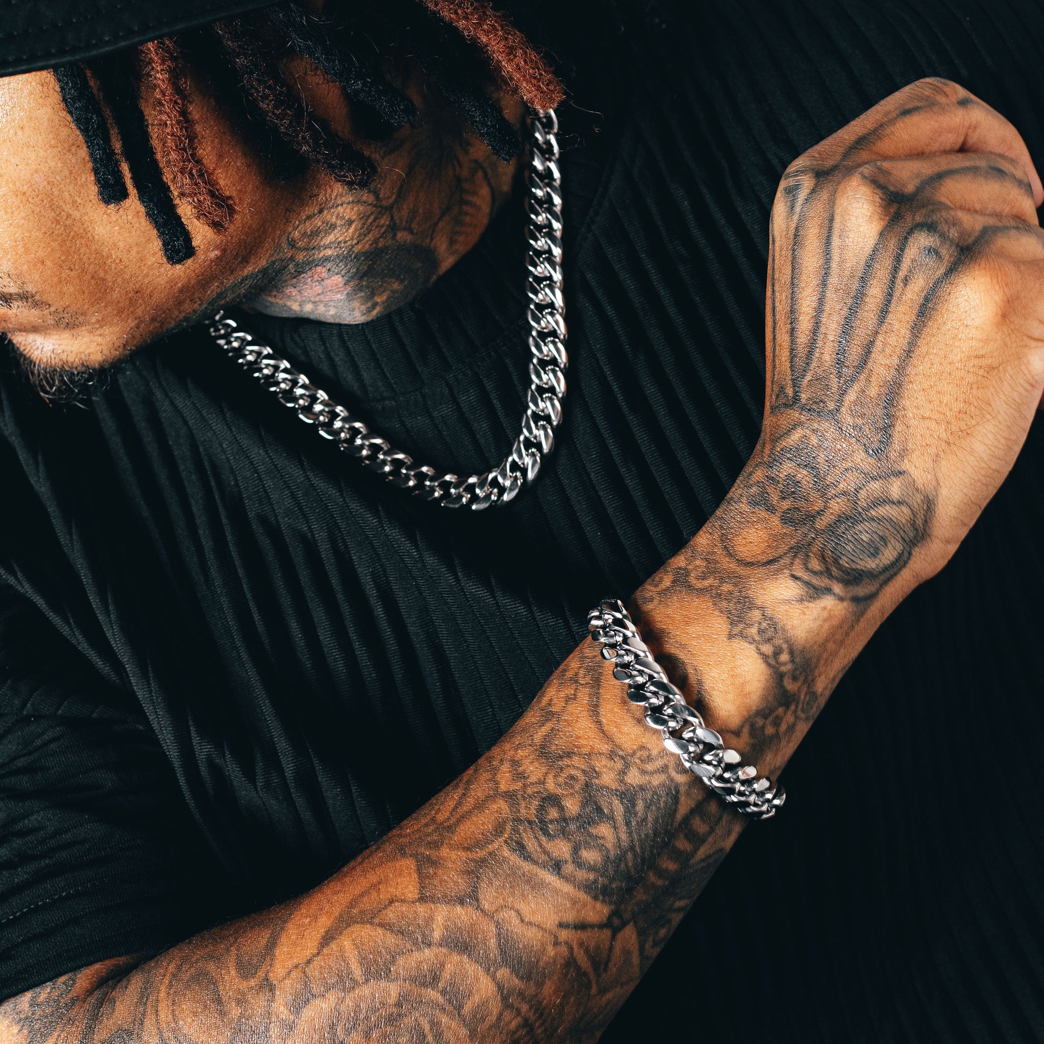 Cuban Link Set (12mm) - Silver