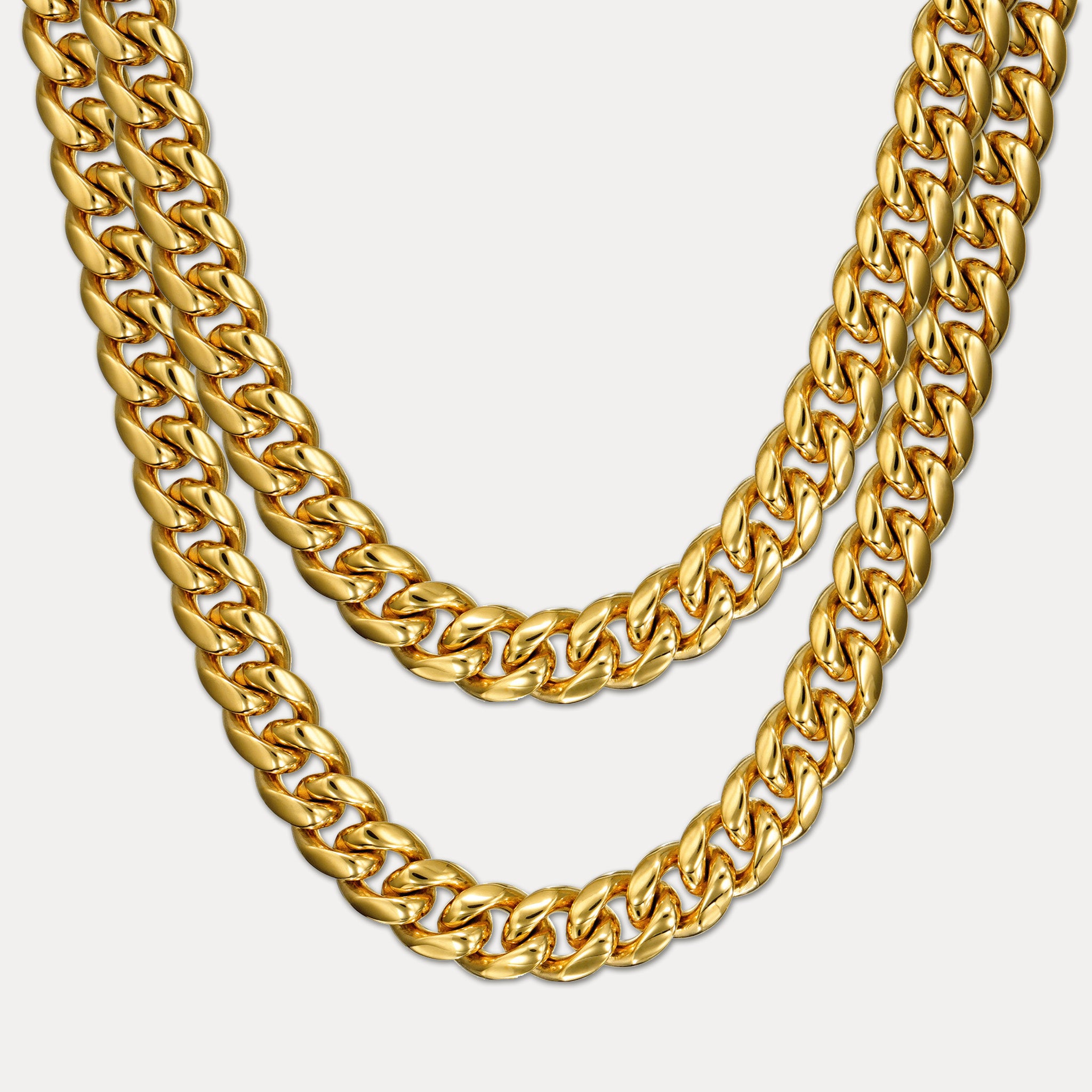 Cuban Link Chain Stack (12mm) - Gold