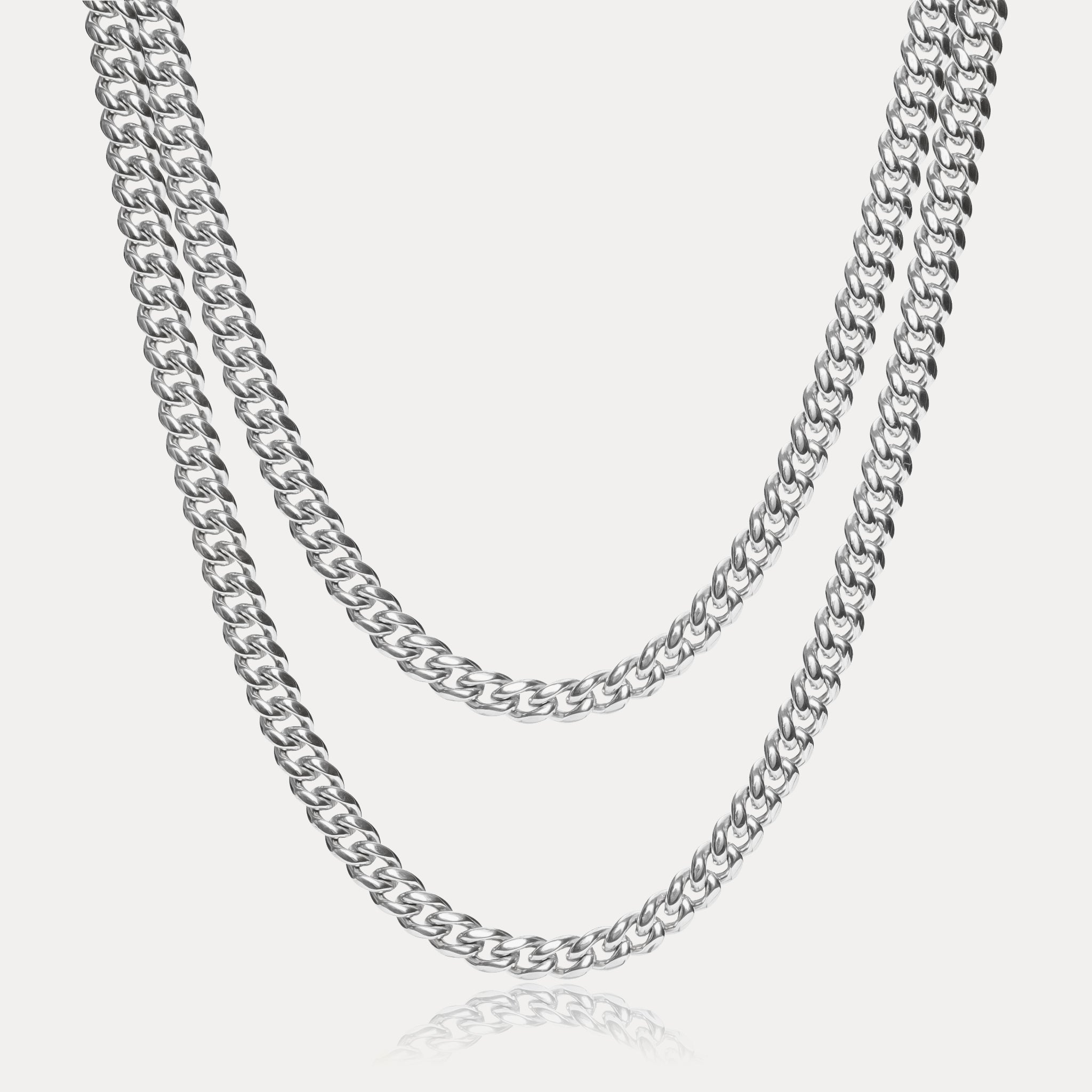 Cuban Link Chain Stack (6mm) - Silver