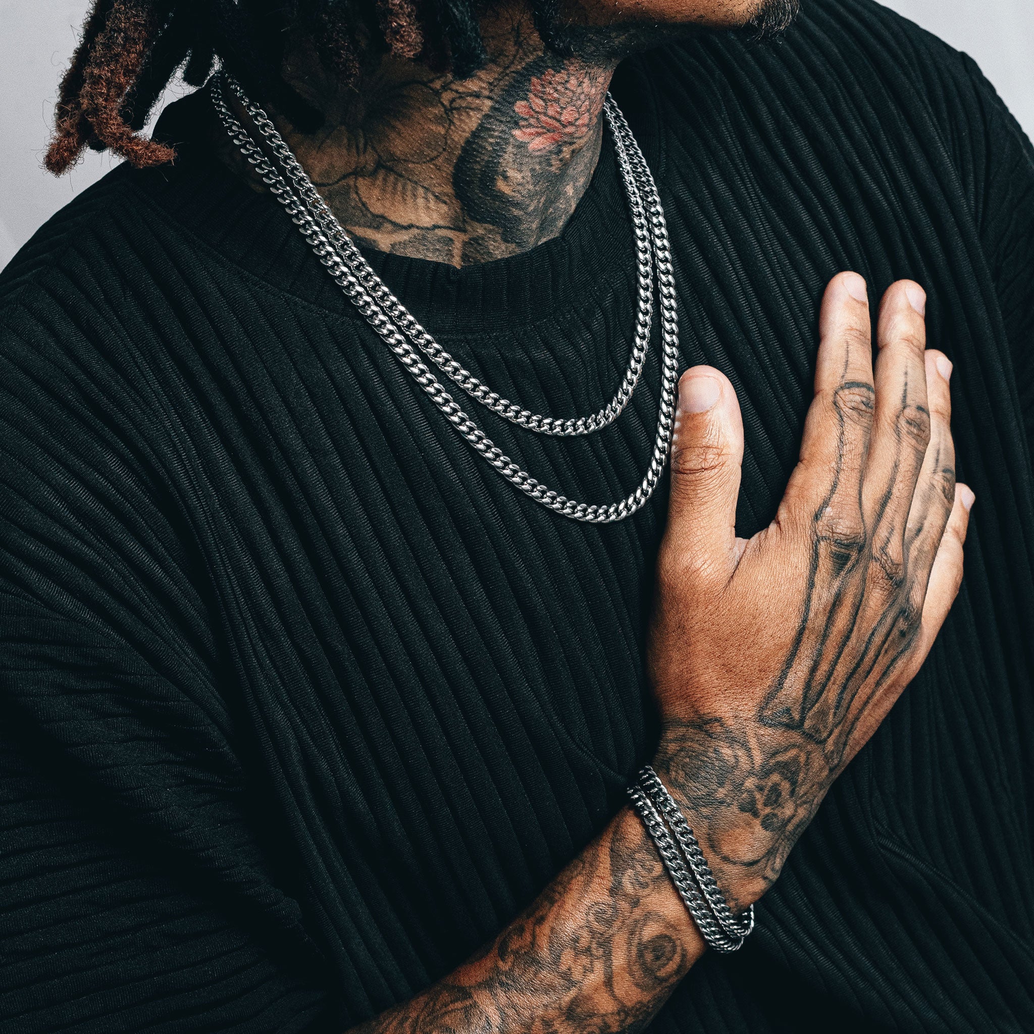 Cuban Link Chain Stack (6mm) - Silver