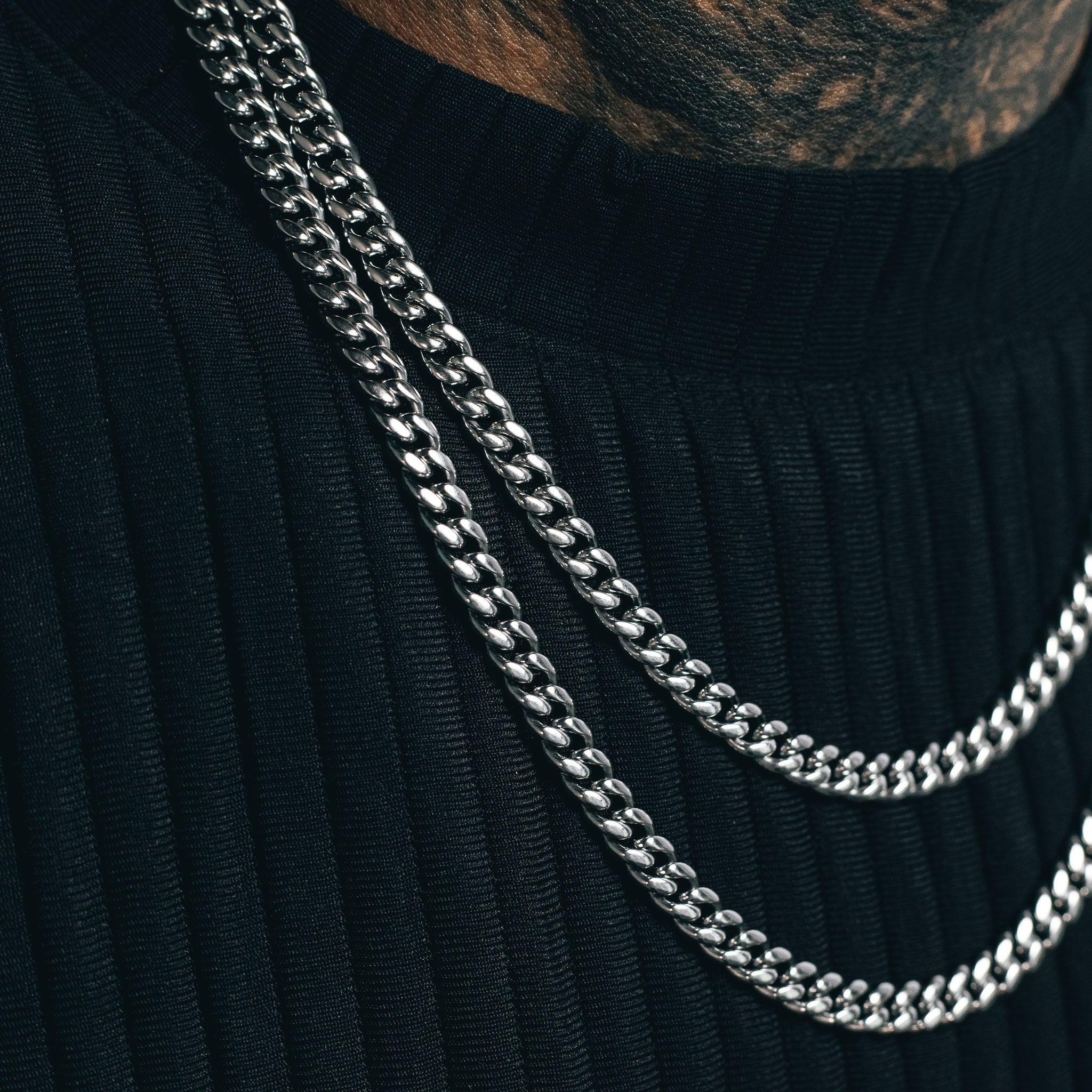 Cuban Link Chain Stack (6mm) - Silver