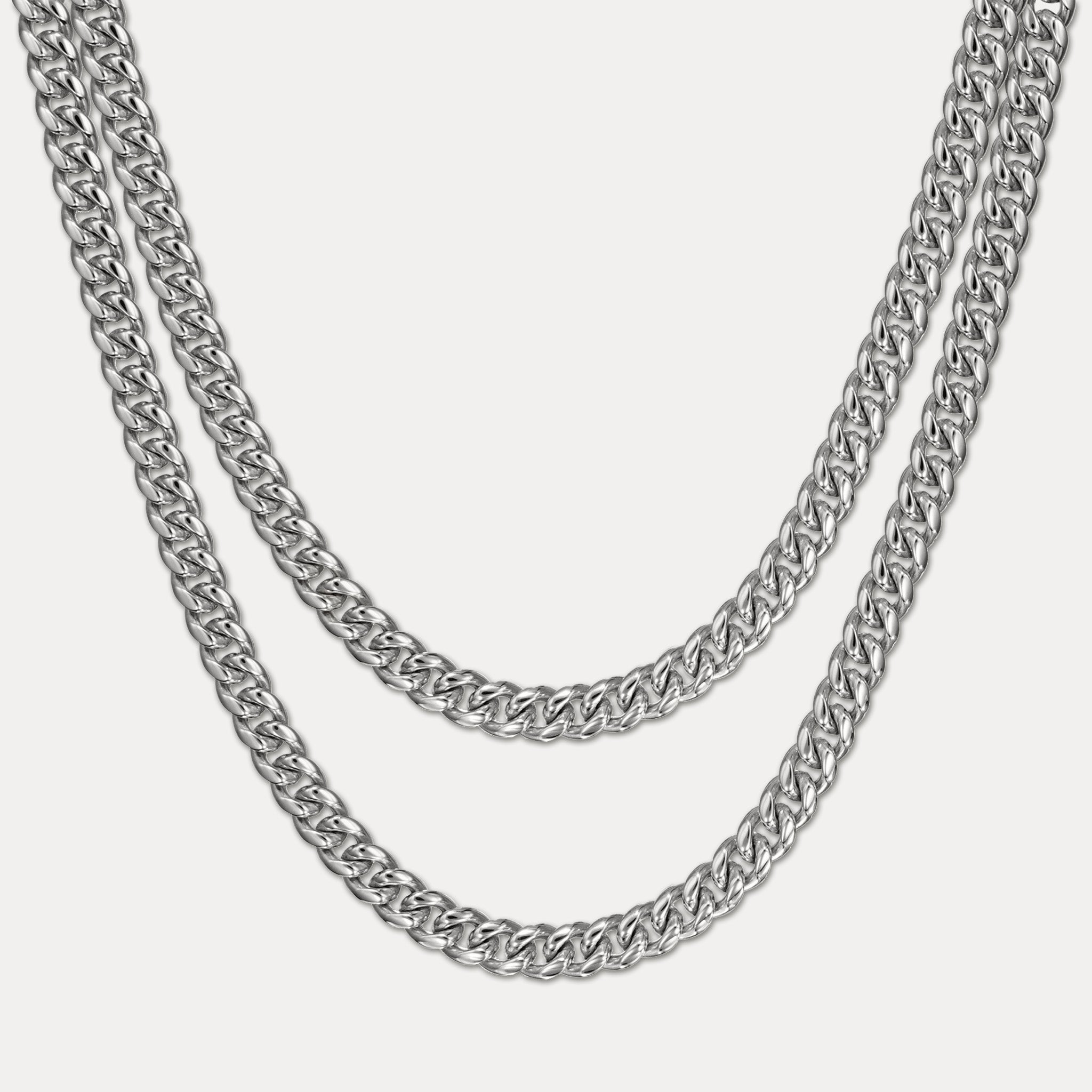 Cuban Link Chain Stack (6mm) - Silver