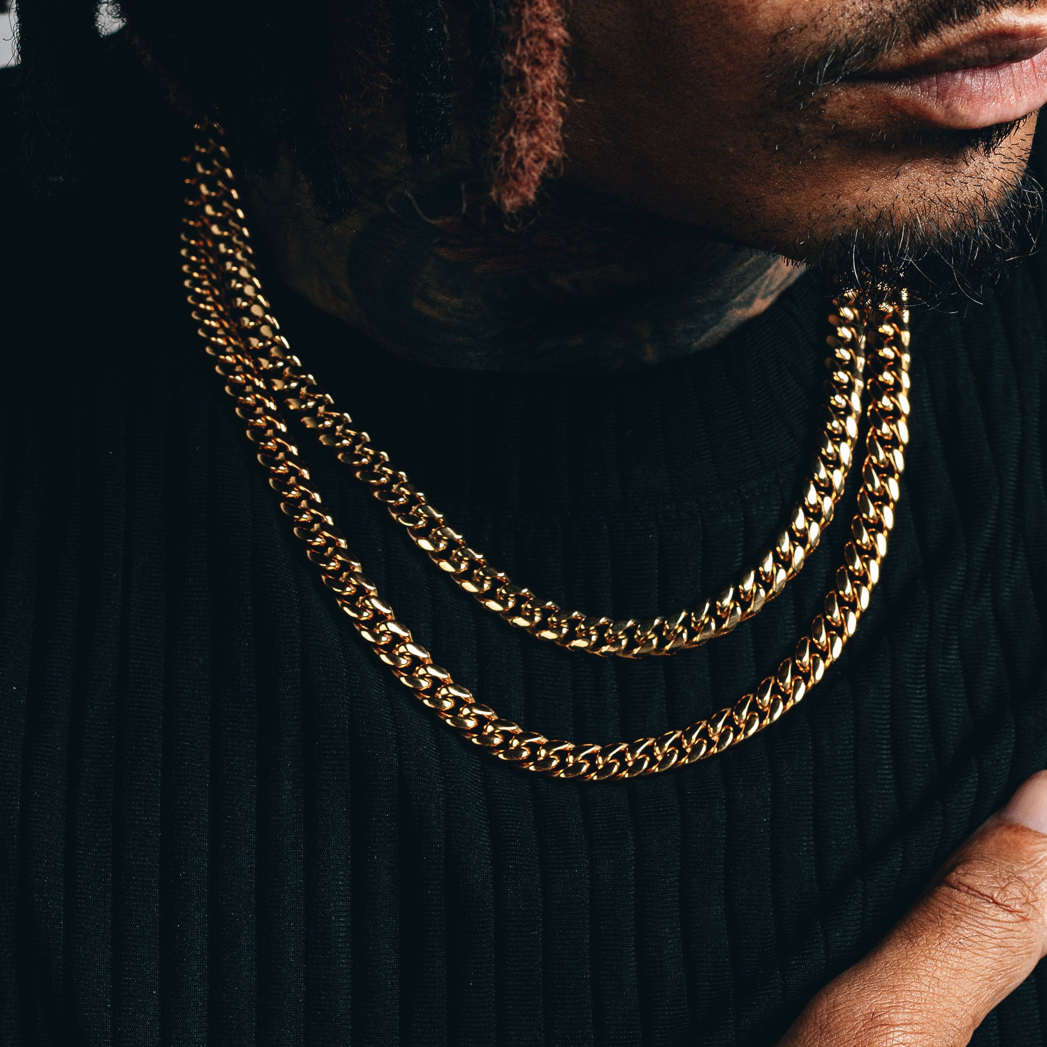 Cuban Link Chain Stack (8mm) - Gold