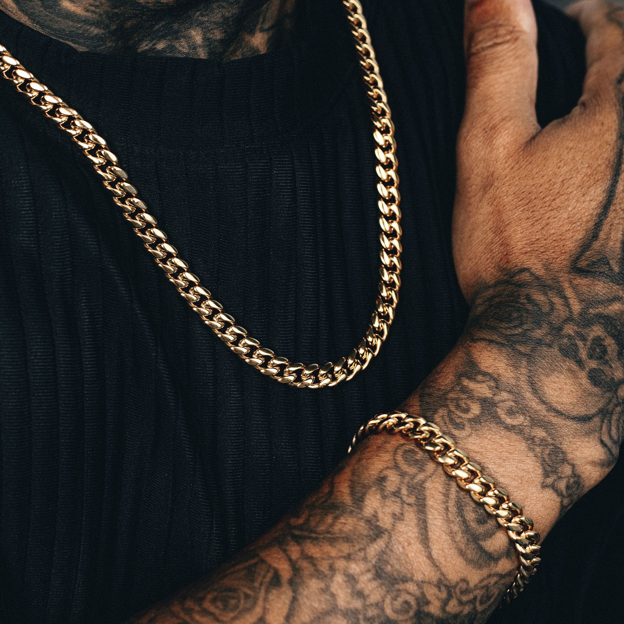 Cuban Link Set (8mm) - Gold