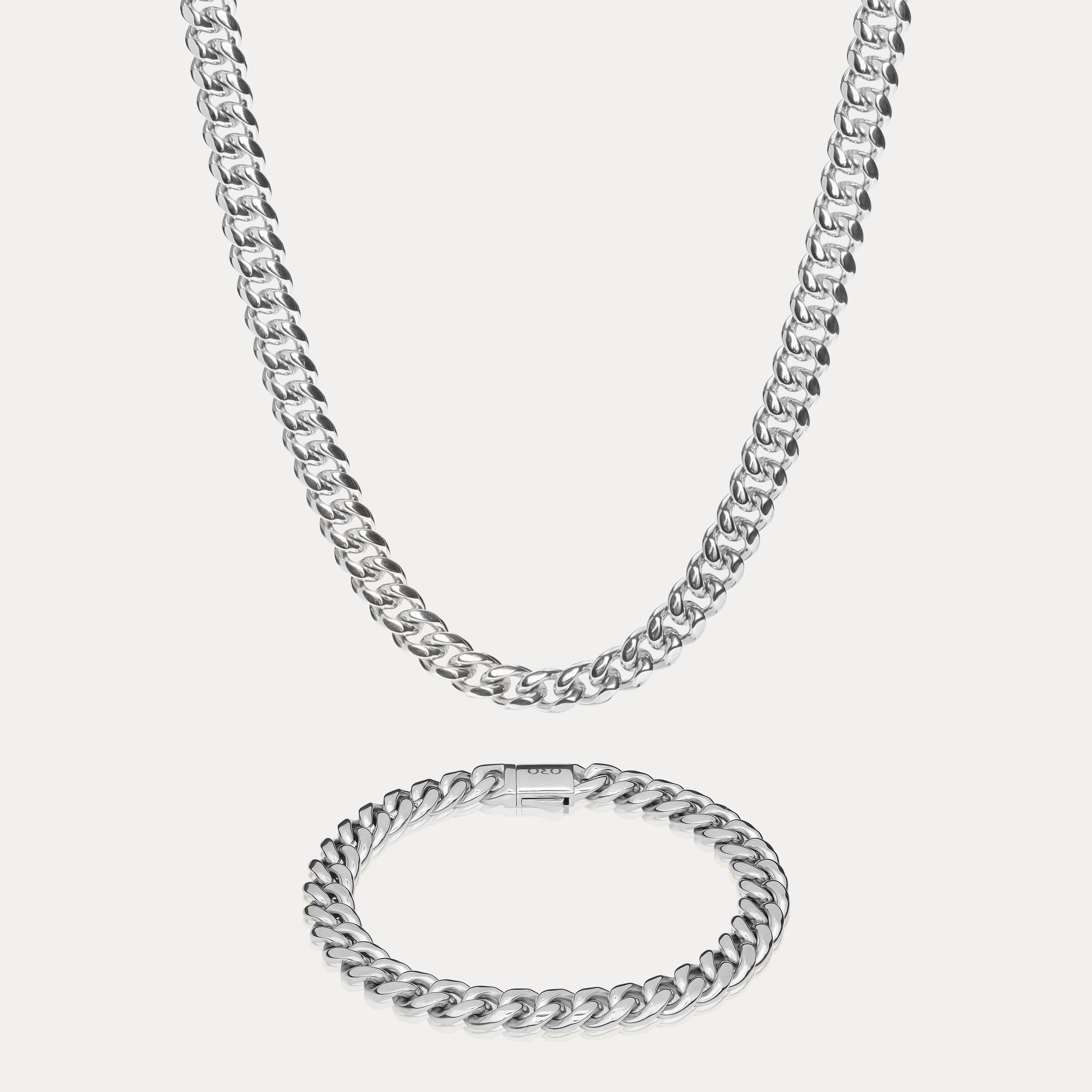 Cuban Link Set (8mm) - Silver