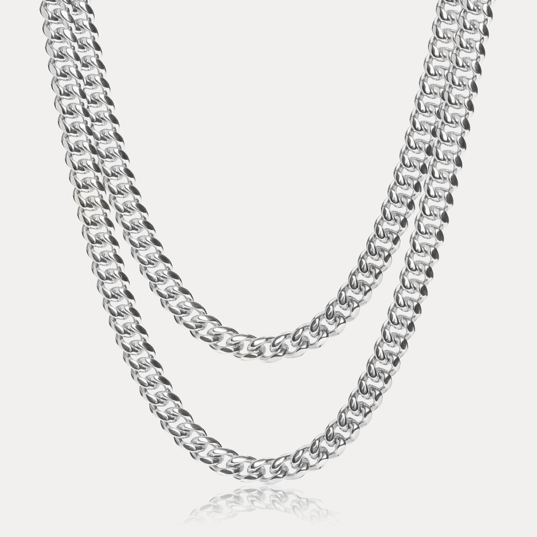 Cuban Link Chain Stack (8mm) - Silver