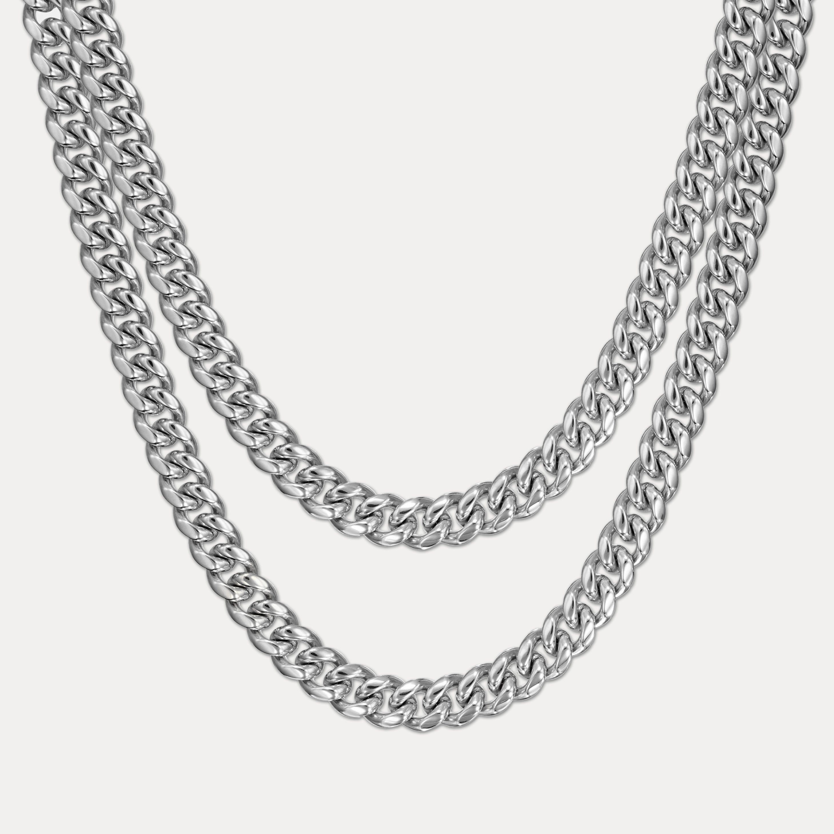 Cuban Link Chain Stack (8mm) - Silver