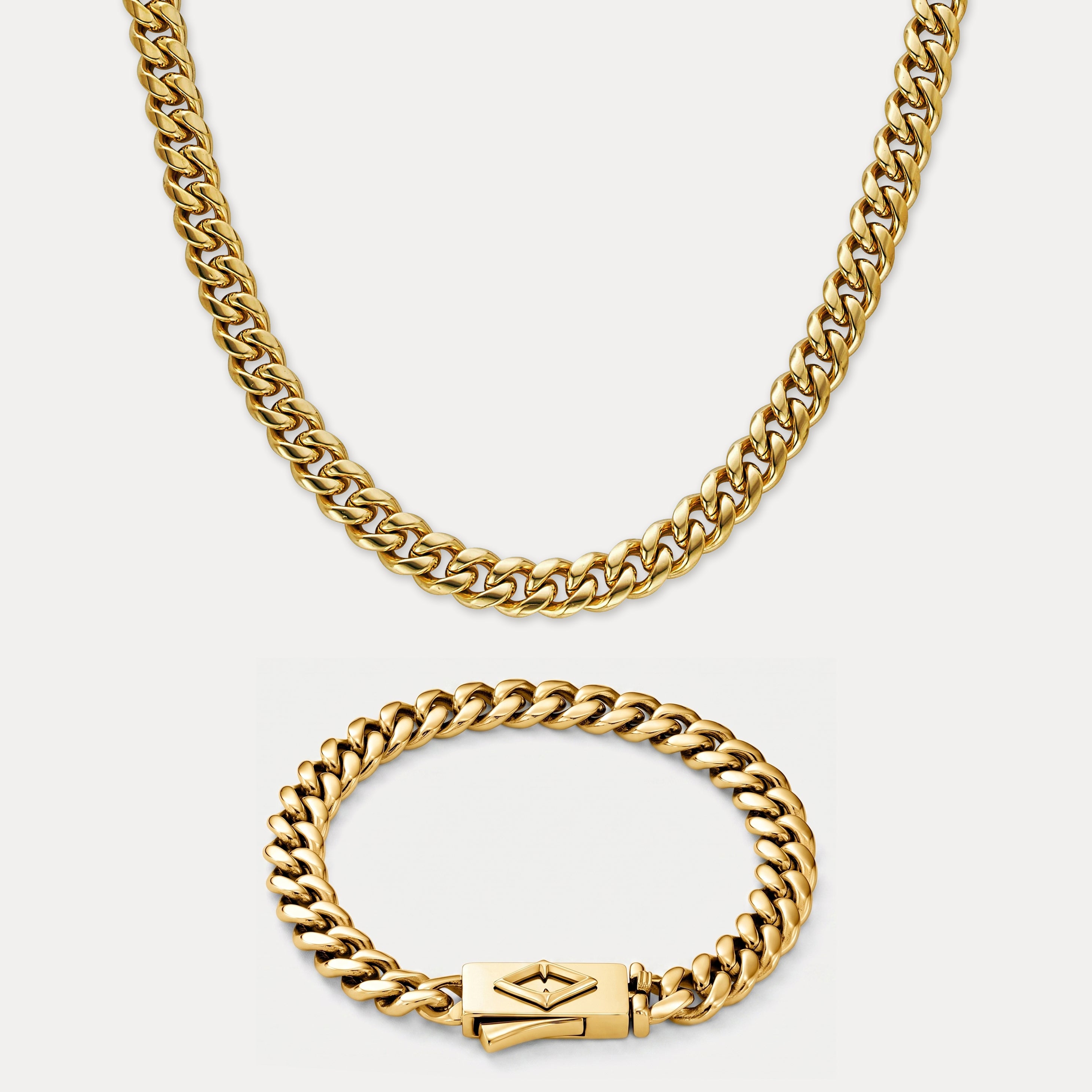 Cuban Link Set (8mm) - Gold