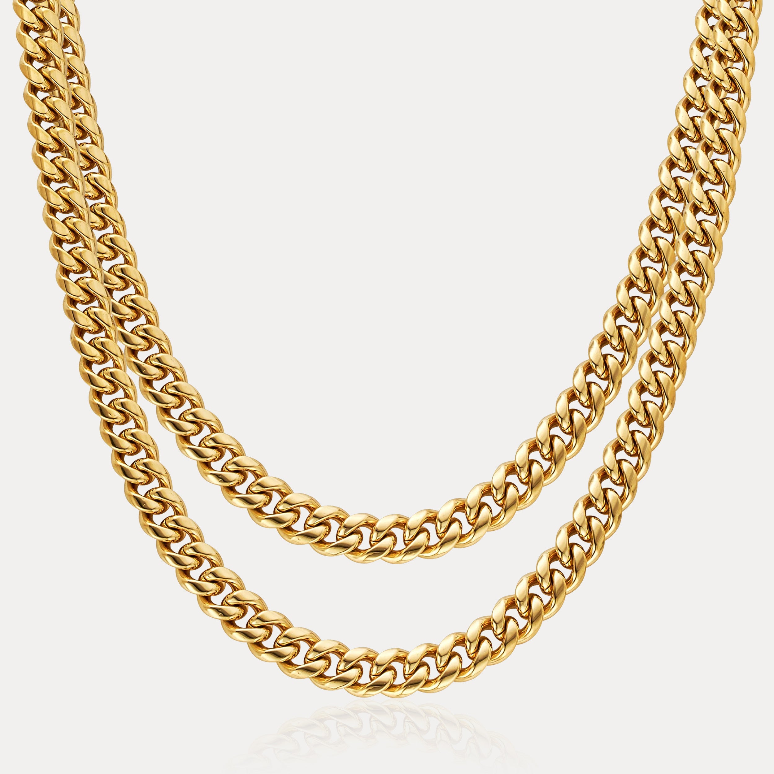Cuban Link Chain Stack (8mm) - Gold
