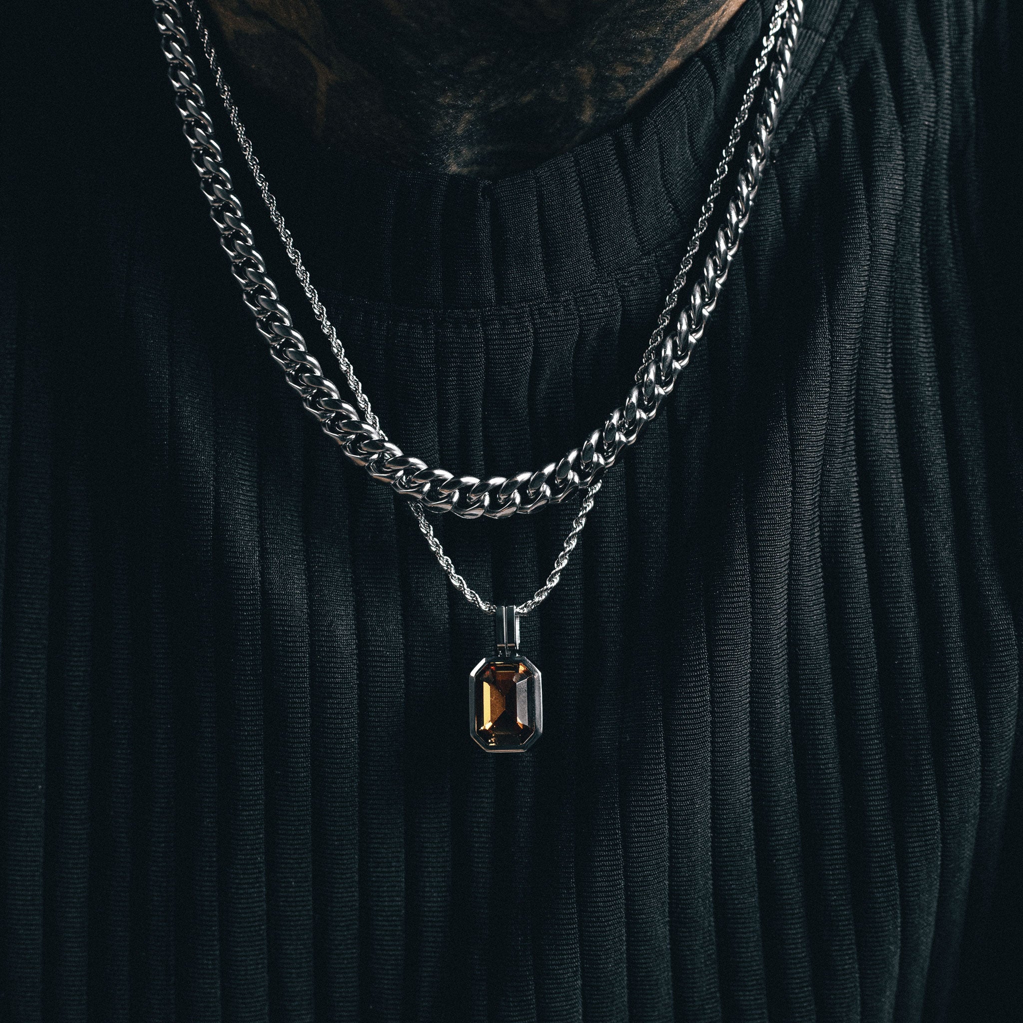 Cognac Vitesse Gemstone Pendant - Silver