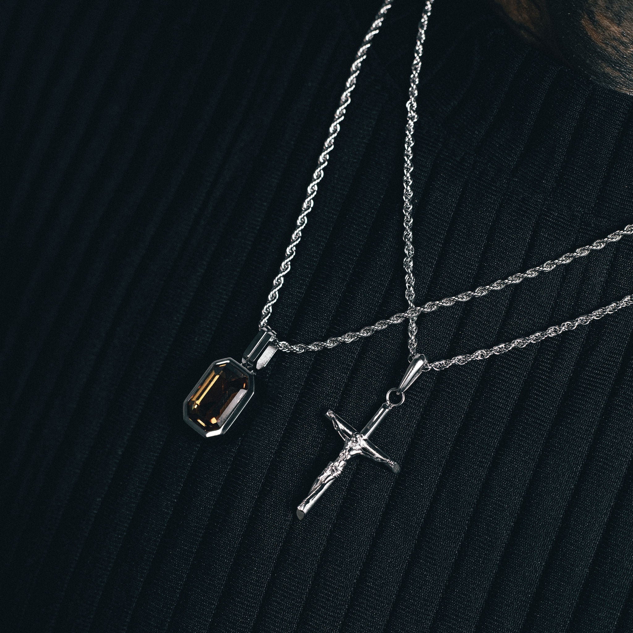 Cognac Vitesse Gemstone Pendant - Silver