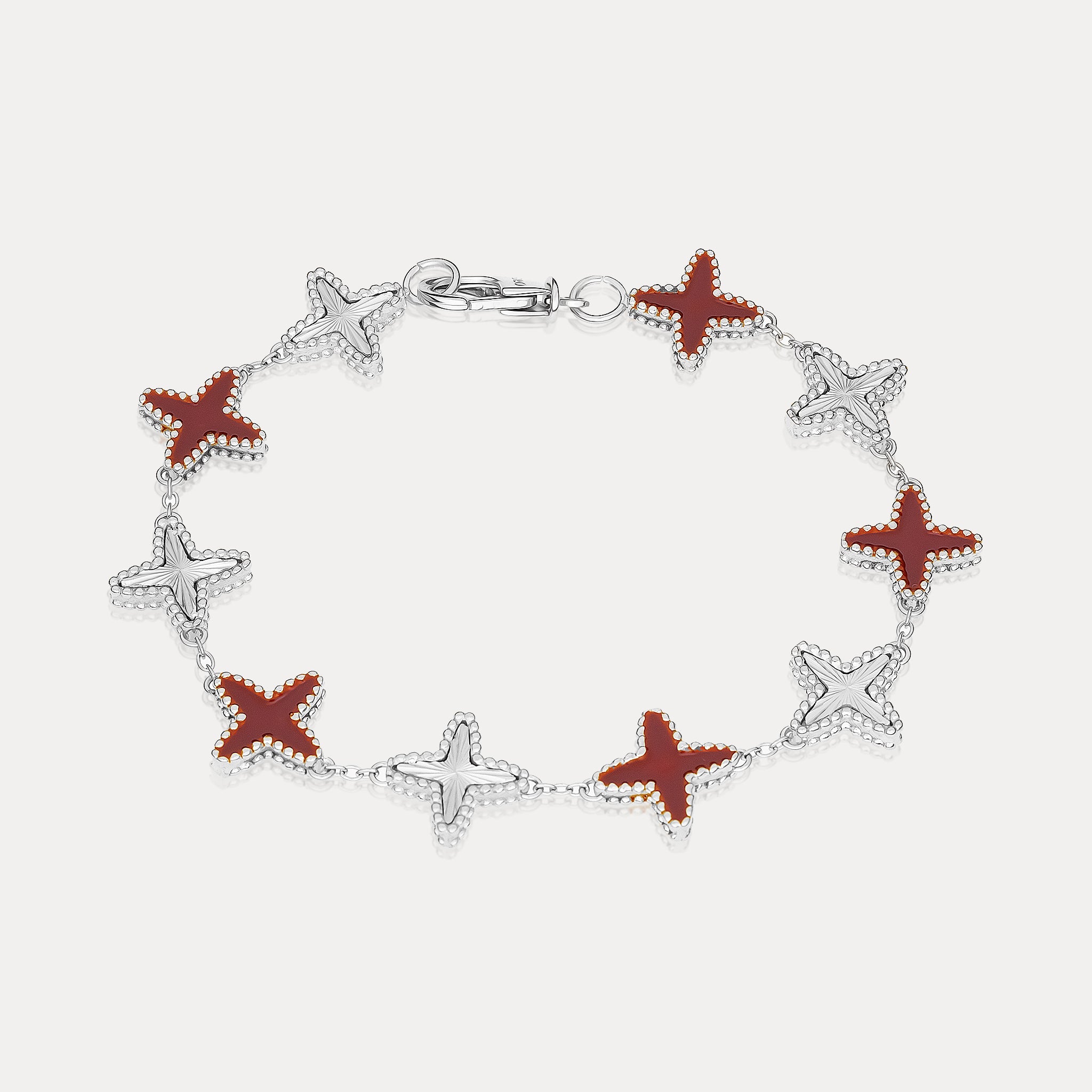 Crimson Clovero Bracelet - Silver