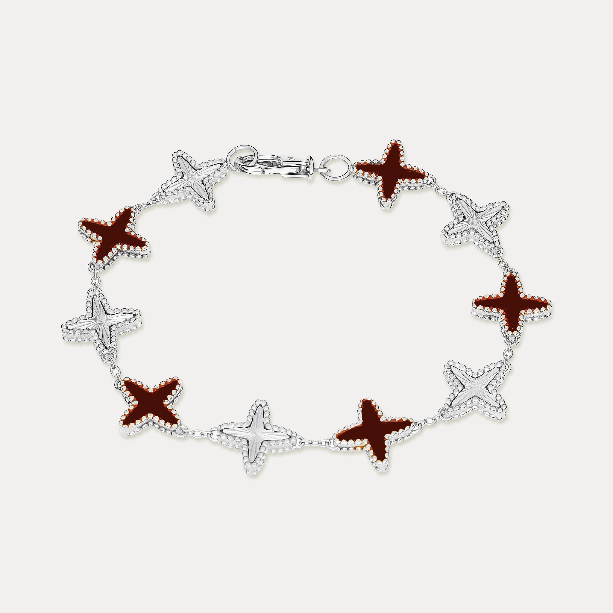 Crimson Clovero Bracelet - Silver