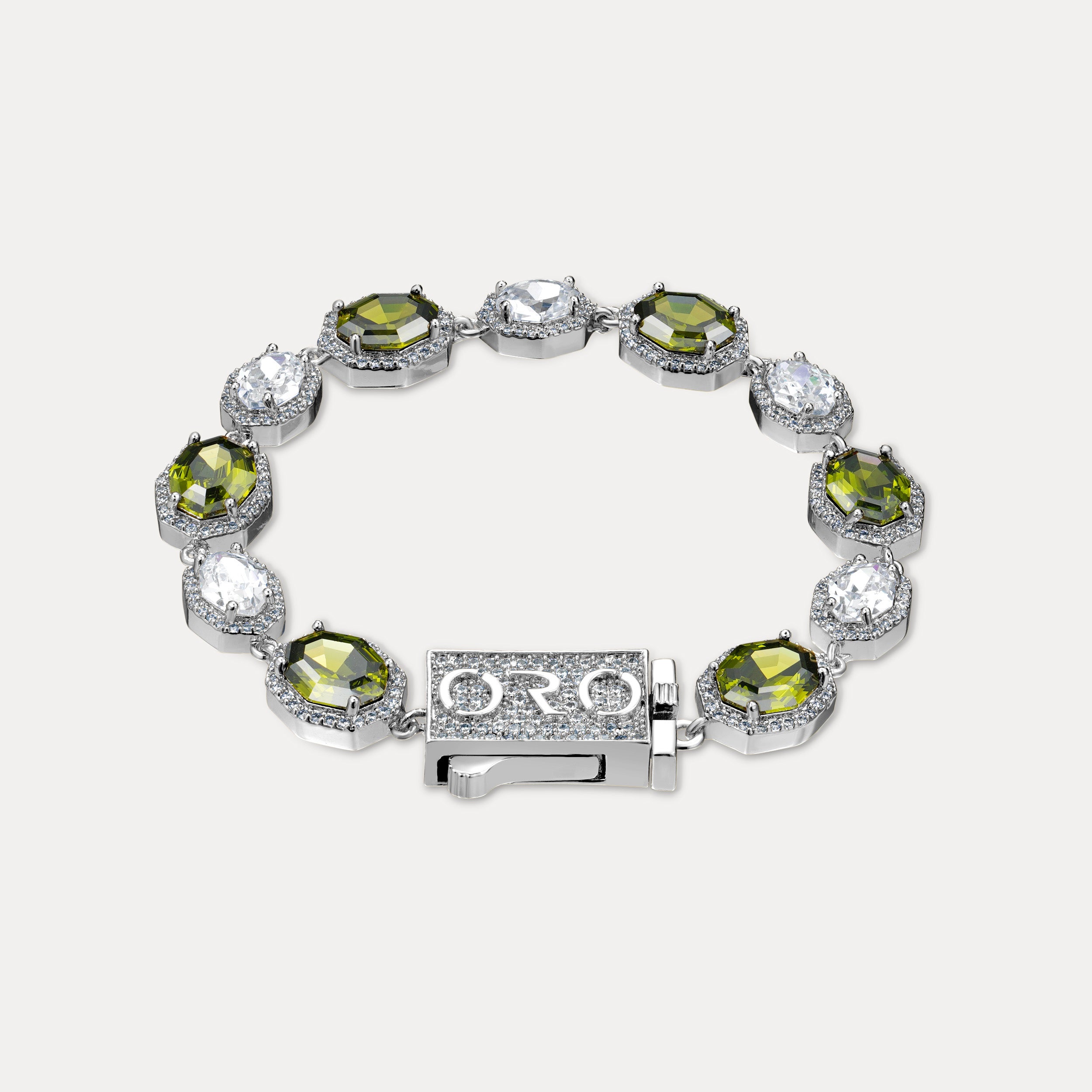 Emerald Octavo Gemstone Bracelet - Silver