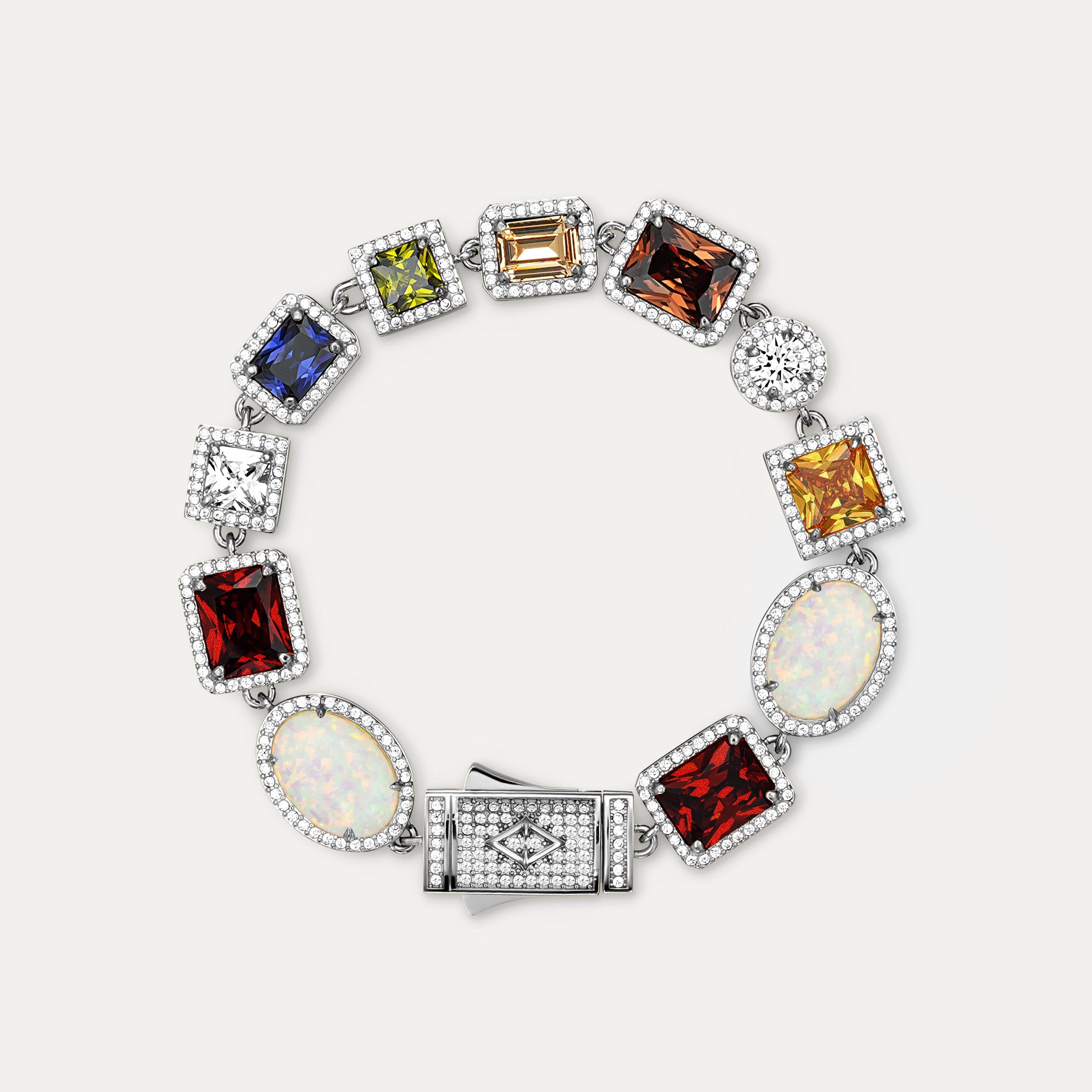 Motley Gemstone Bracelet - Silver