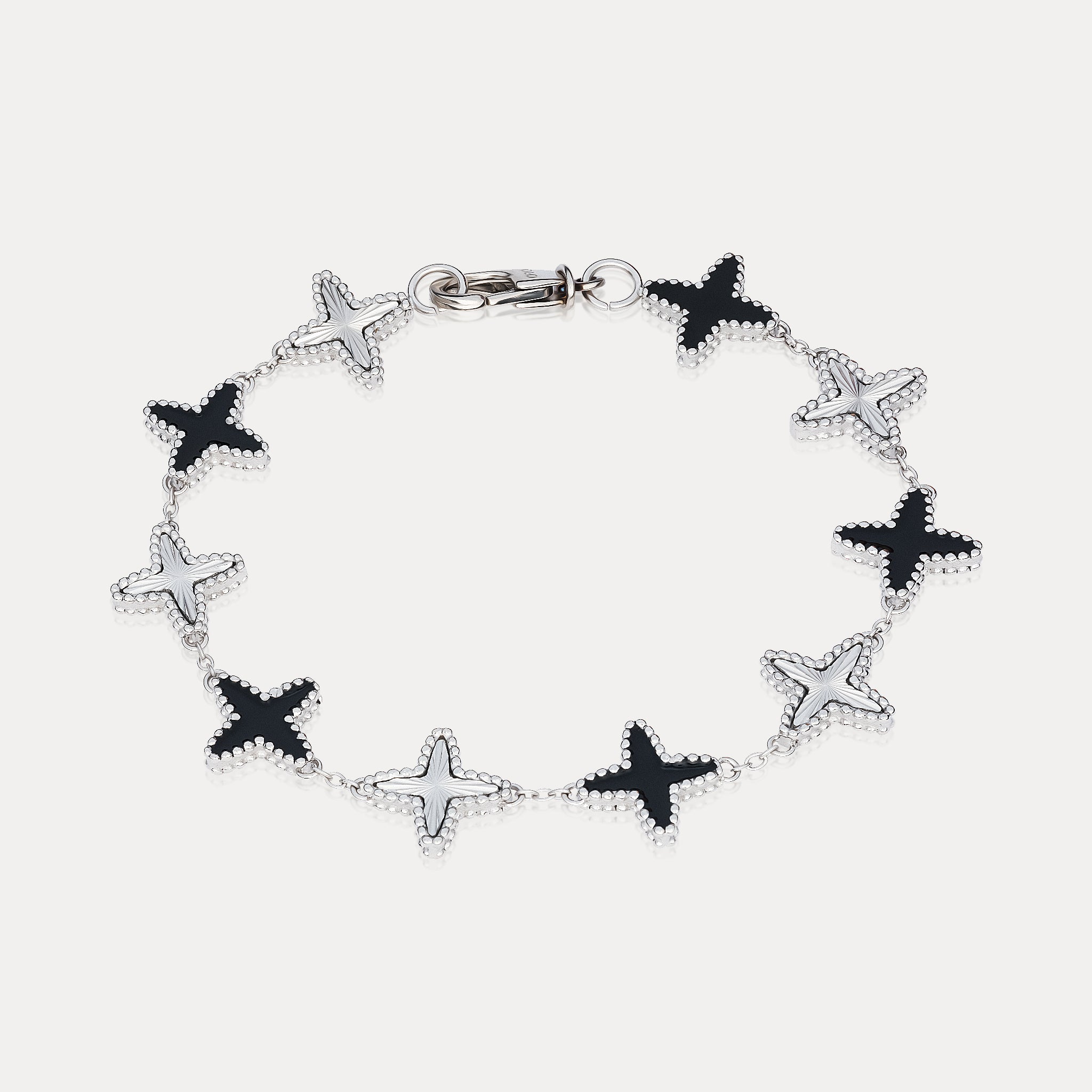 Onyx Clovero Bracelet - Silver