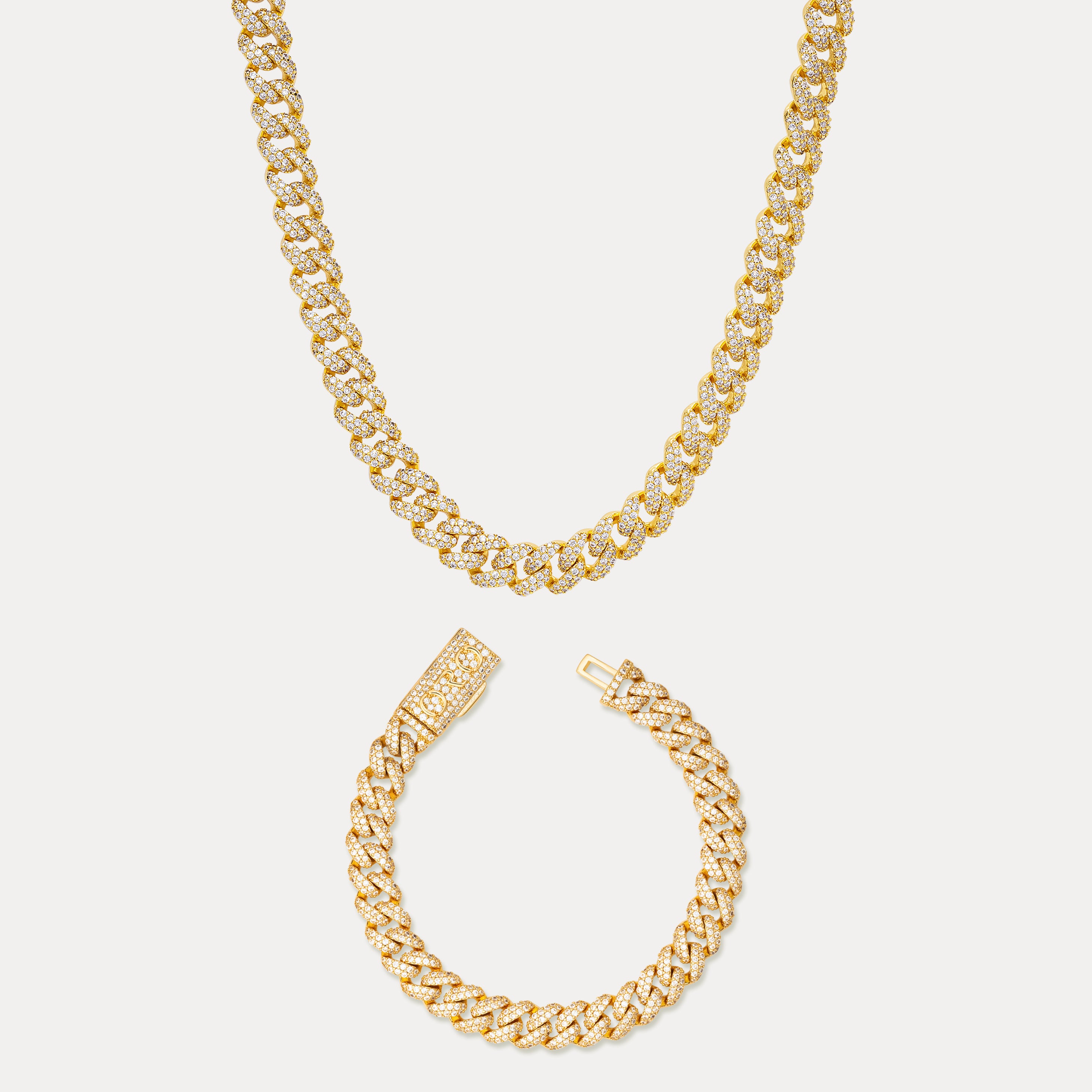 Pavé Cuban Set (8mm) - Gold
