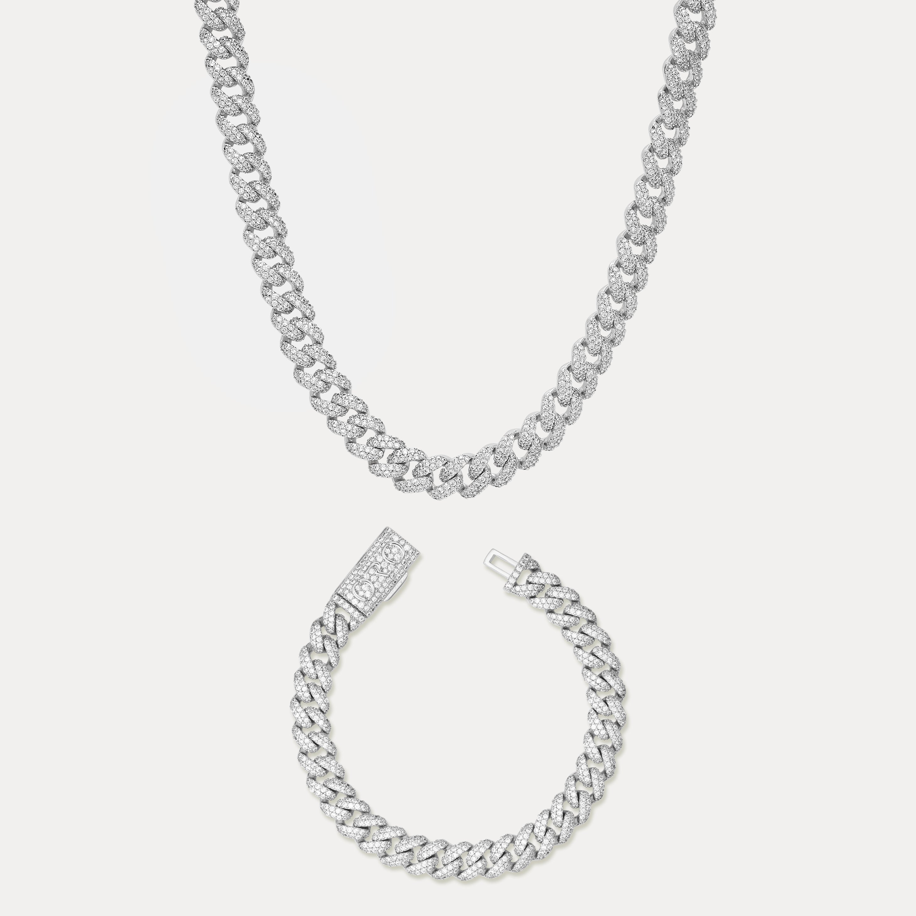 Pavé Cuban Set (8mm) - Silver