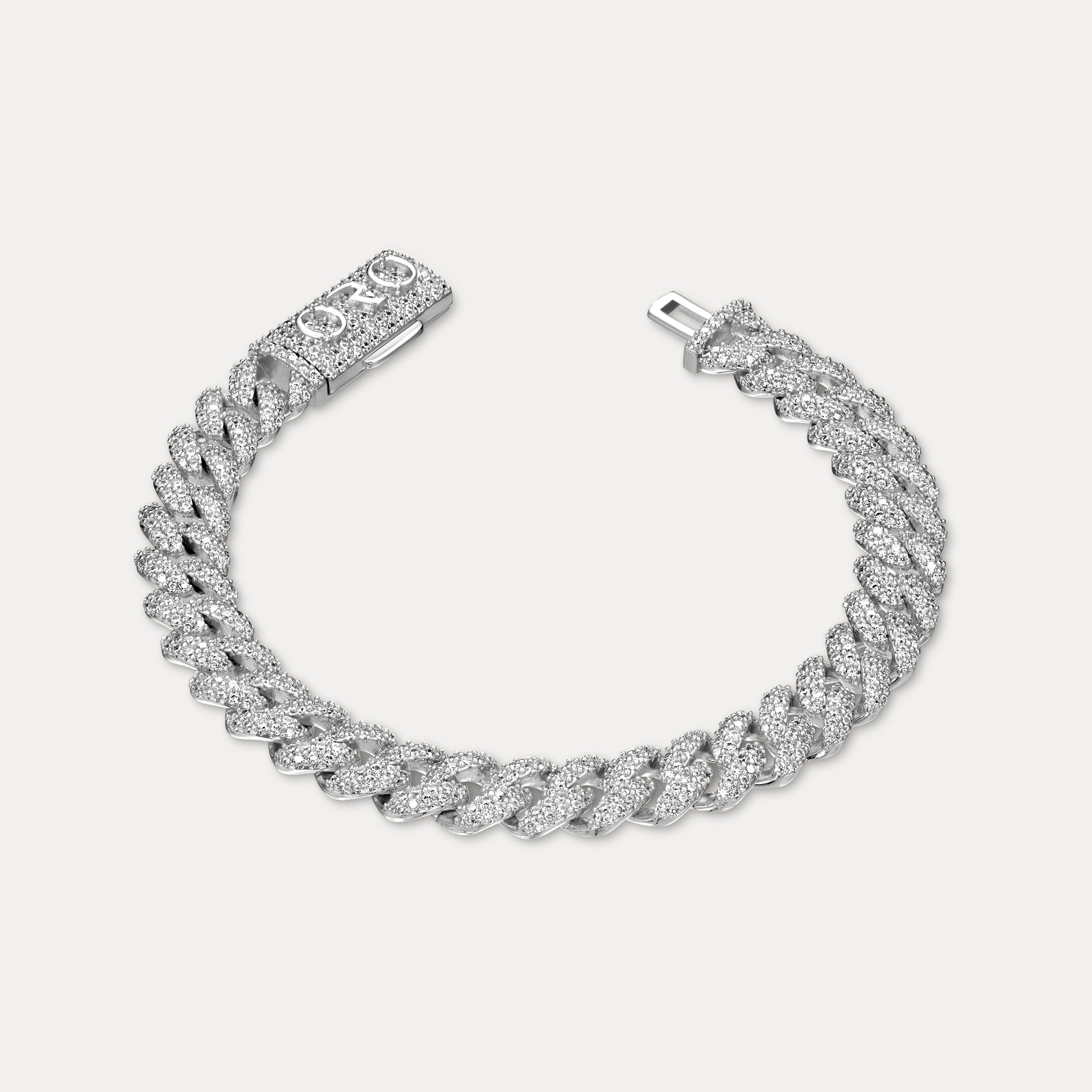 Pavé Cuban Bracelet (8mm) - Silver