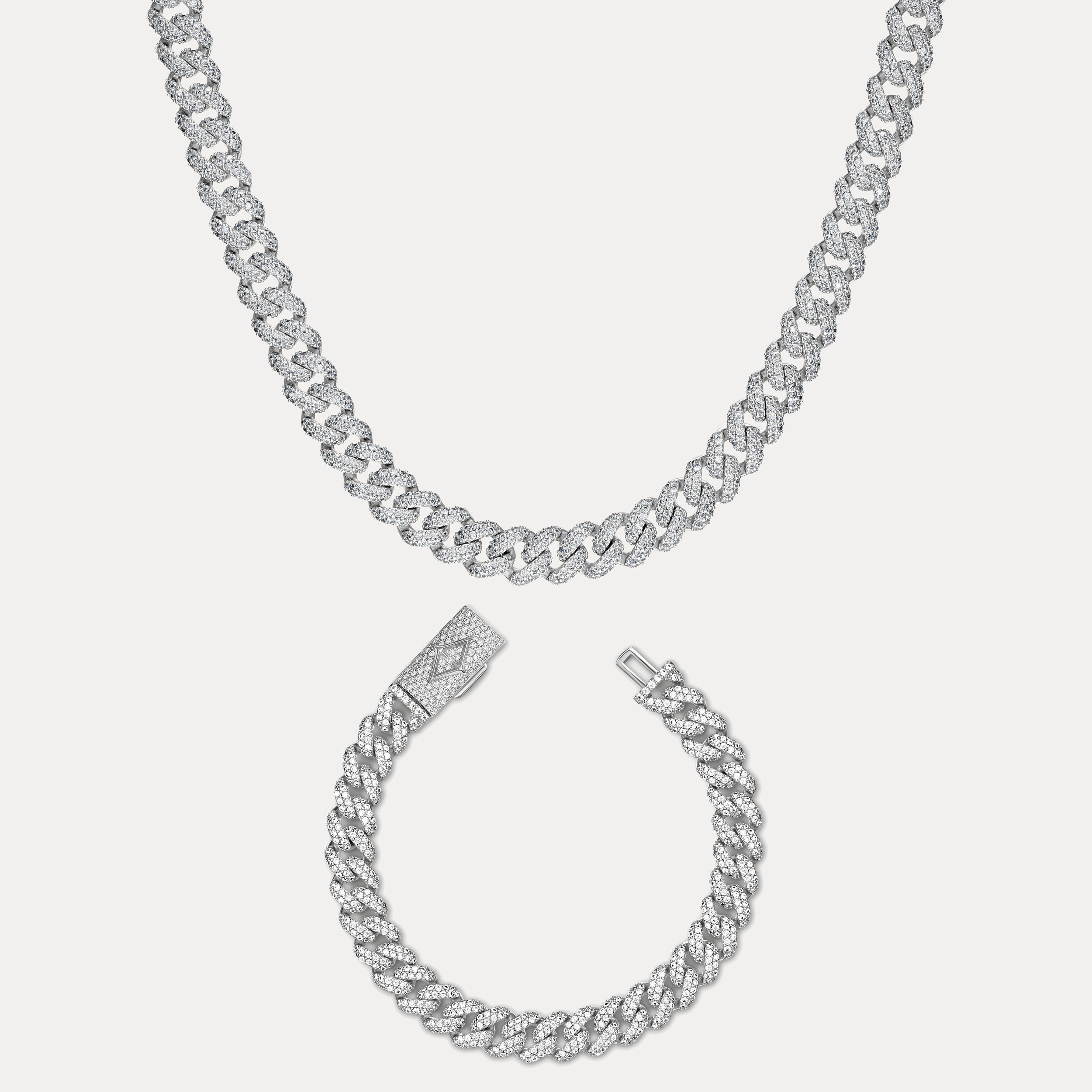 Pavé Cuban Set (8mm) - Silver